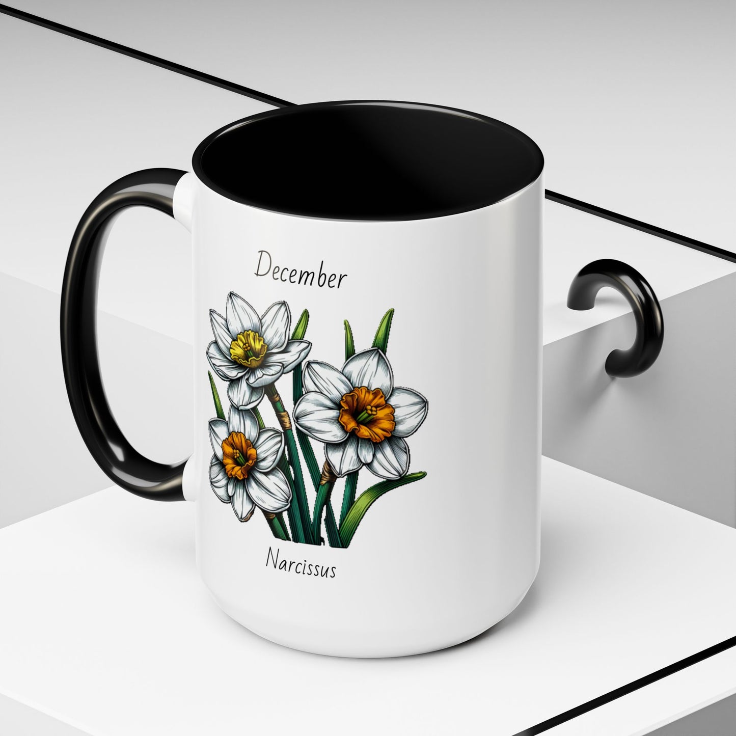 December Coffee Mug Flower Coffee Mug, December Birth Month Flower - Narcissus, December Birthday Gift Flower Mug