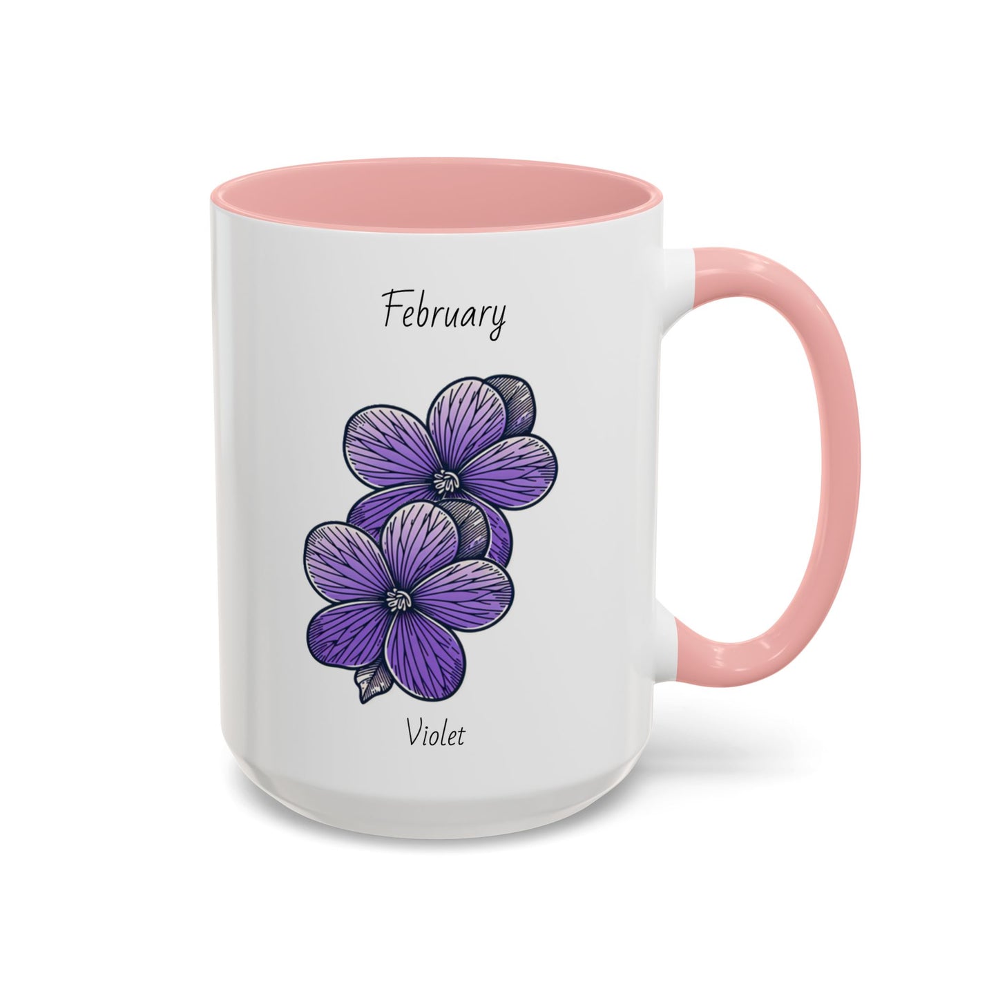 Coffee Mug Flower Coffee Mug, February Birth Month Flower - Violet, Birthday Gift Flower, Girlfriend Gift, Coffee Lover Gift