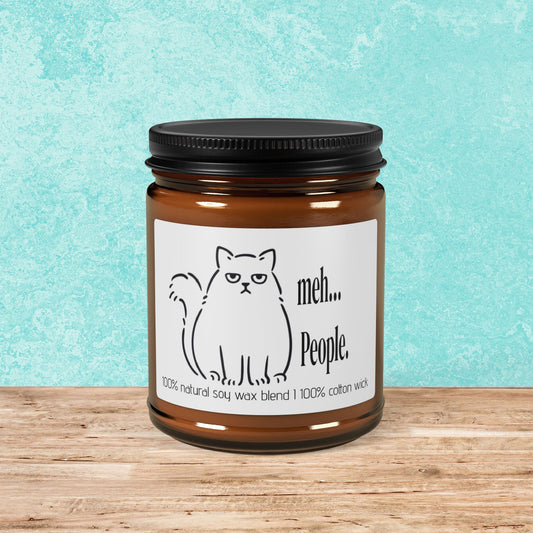 Scented Soy Candle, 100% Natural Soy Candle, Sarcastic Meh...People, Amber Jar Candle, Sarcastic Scented Candle, Gift For Introverts