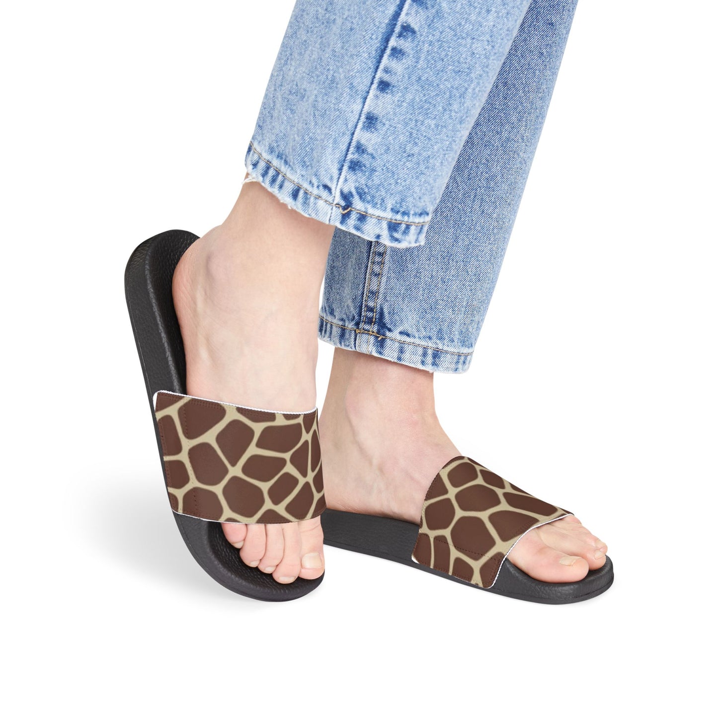 Classy Sandals for Special Occasion, Giraffe Womens Slide Sandals, 8 Sizes, Beach Footwear, Casual Footwear, Animal Print Sandals