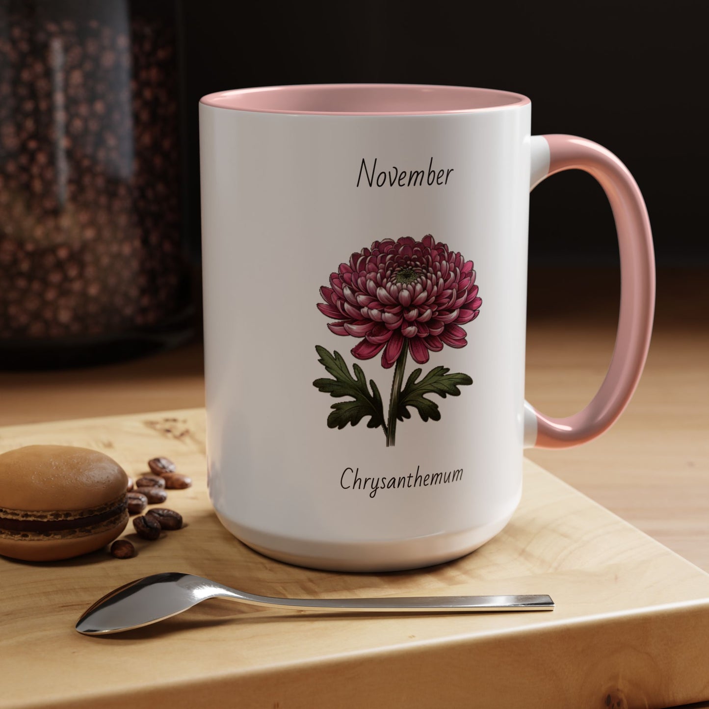 November Coffee Mug Flower Coffee Mug, November Birth Month Flower - Chrysanthemum, November Birthday Gift Flower Mug