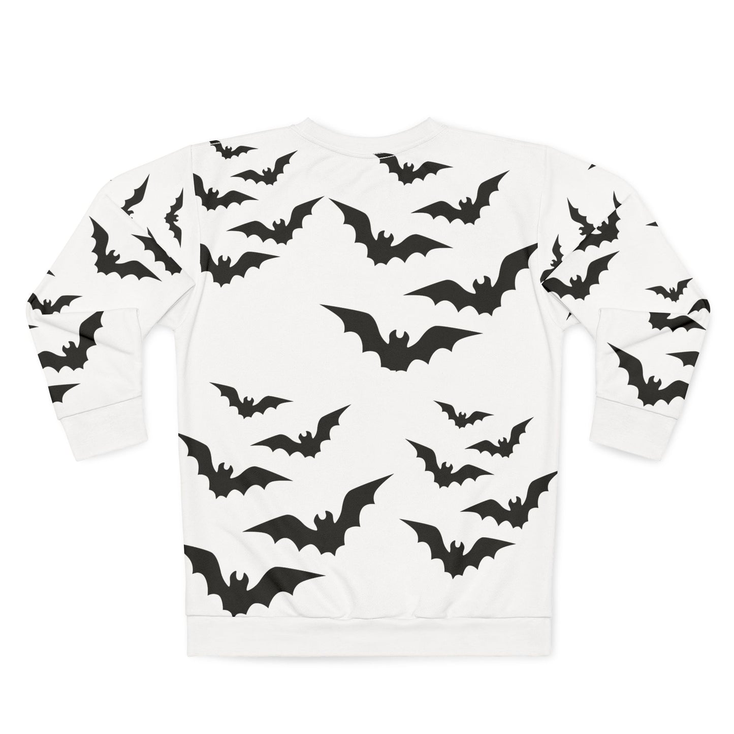 Hallowwen Sweatshirt, Halloween Costume, Adult Sweatshirt with Bats, White Unisex Sweatshirt with Bat Design, Halloween Party Shirt