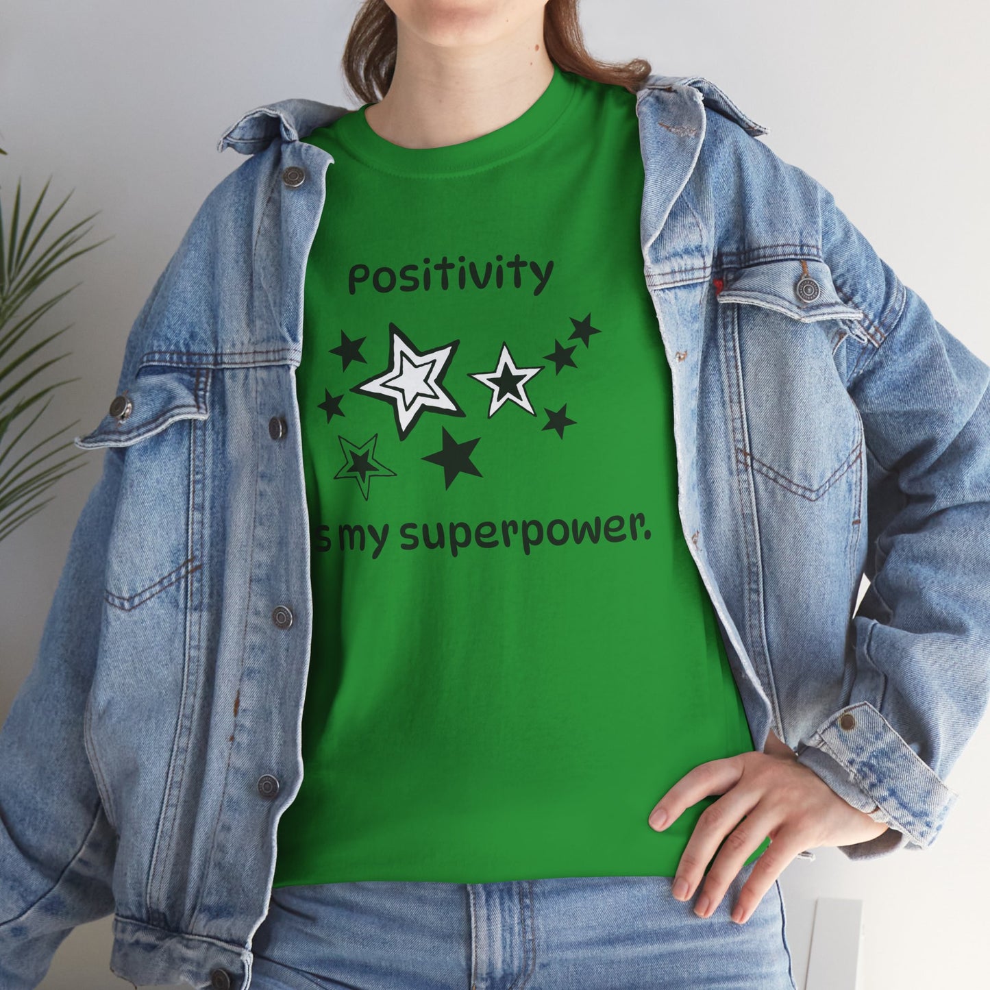 Yoga T Shirt, Inspirational T Shirt, Positivity is my Superpower Unisex Heavy Cotton Tee, Adult T Shirt For Woman, Yoga Shirt