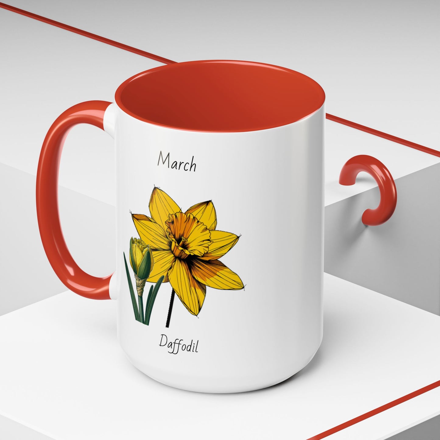 March Coffee Mug Flower Coffee Mug, March Birth Month Flower - Daffodil, Birthday Gift Flower, Girlfriend Gift