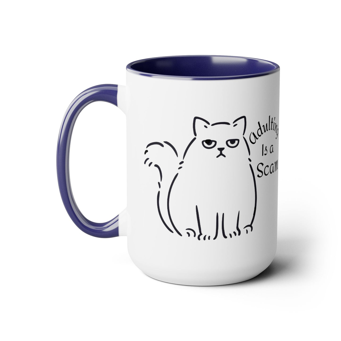 Grumpy Cat Mom Mug, Cat Mom Gift, Cat Mom Coffee Mug, Adulting is a Scam Cat Lover Gift