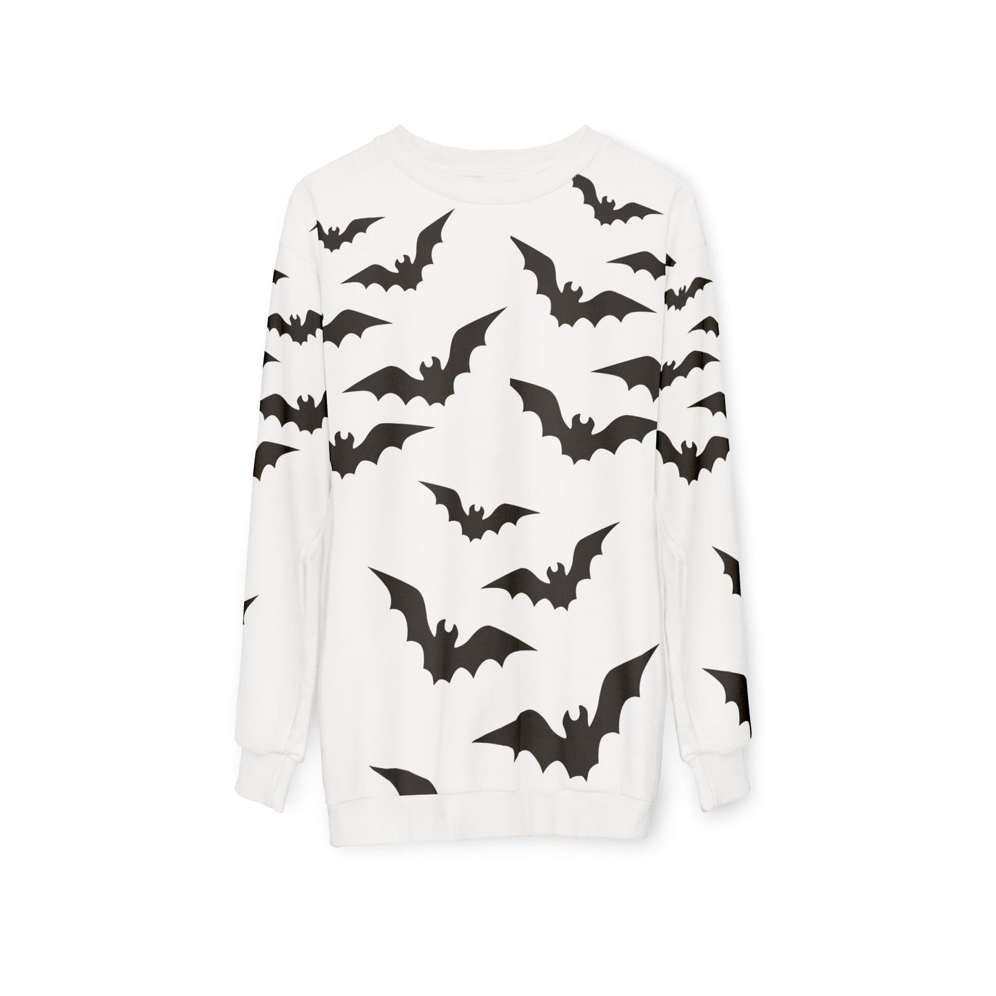Hallowwen Sweatshirt, Halloween Costume, Adult Sweatshirt with Bats, White Unisex Sweatshirt with Bat Design, Halloween Party Shirt