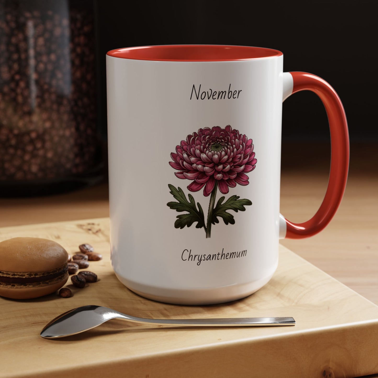 November Coffee Mug Flower Coffee Mug, November Birth Month Flower - Chrysanthemum, November Birthday Gift Flower Mug