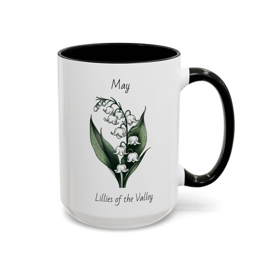 May Coffee Mug Flower Coffee Mug, May Birth Flower - Lillies Of The Valley, Birthday Gift Flower Mug