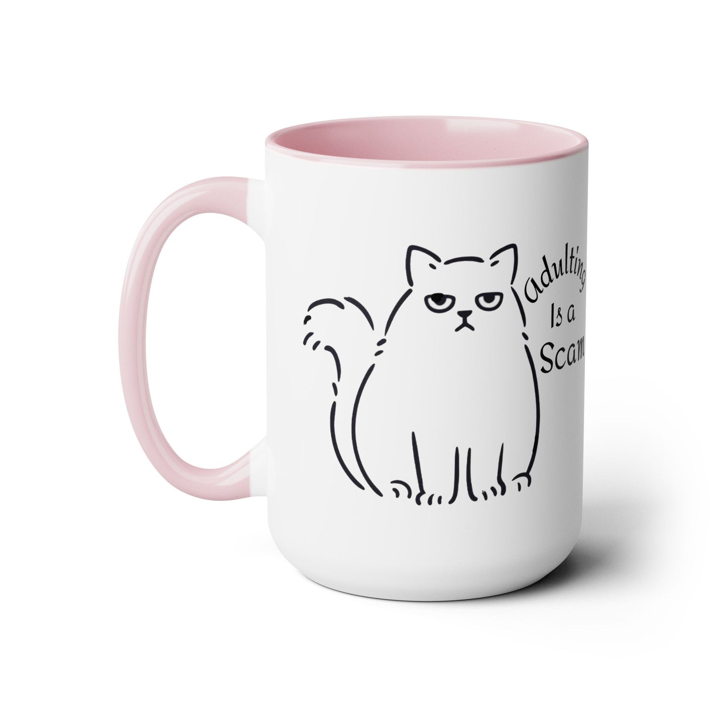 Grumpy Cat Mom Mug, Cat Mom Gift, Cat Mom Coffee Mug, Adulting is a Scam Cat Lover Gift
