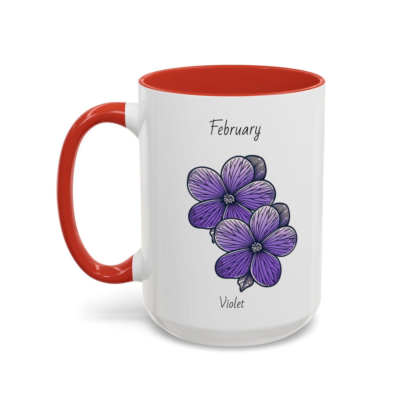 Coffee Mug Flower Coffee Mug, February Birth Month Flower - Violet, Birthday Gift Flower, Girlfriend Gift, Coffee Lover Gift