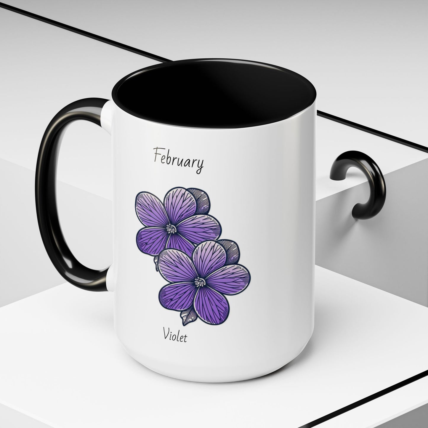 Coffee Mug Flower Coffee Mug, February Birth Month Flower - Violet, Birthday Gift Flower, Girlfriend Gift, Coffee Lover Gift