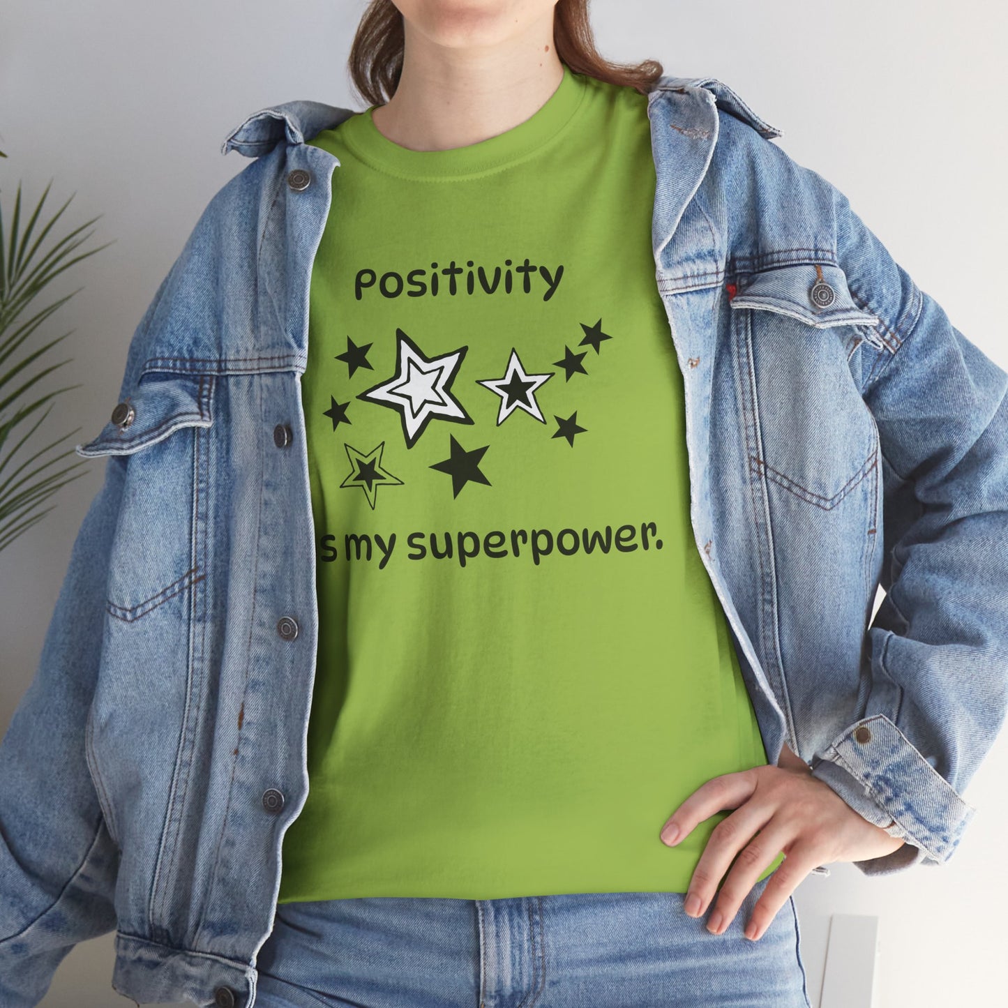 Yoga T Shirt, Inspirational T Shirt, Positivity is my Superpower Unisex Heavy Cotton Tee, Adult T Shirt For Woman, Yoga Shirt