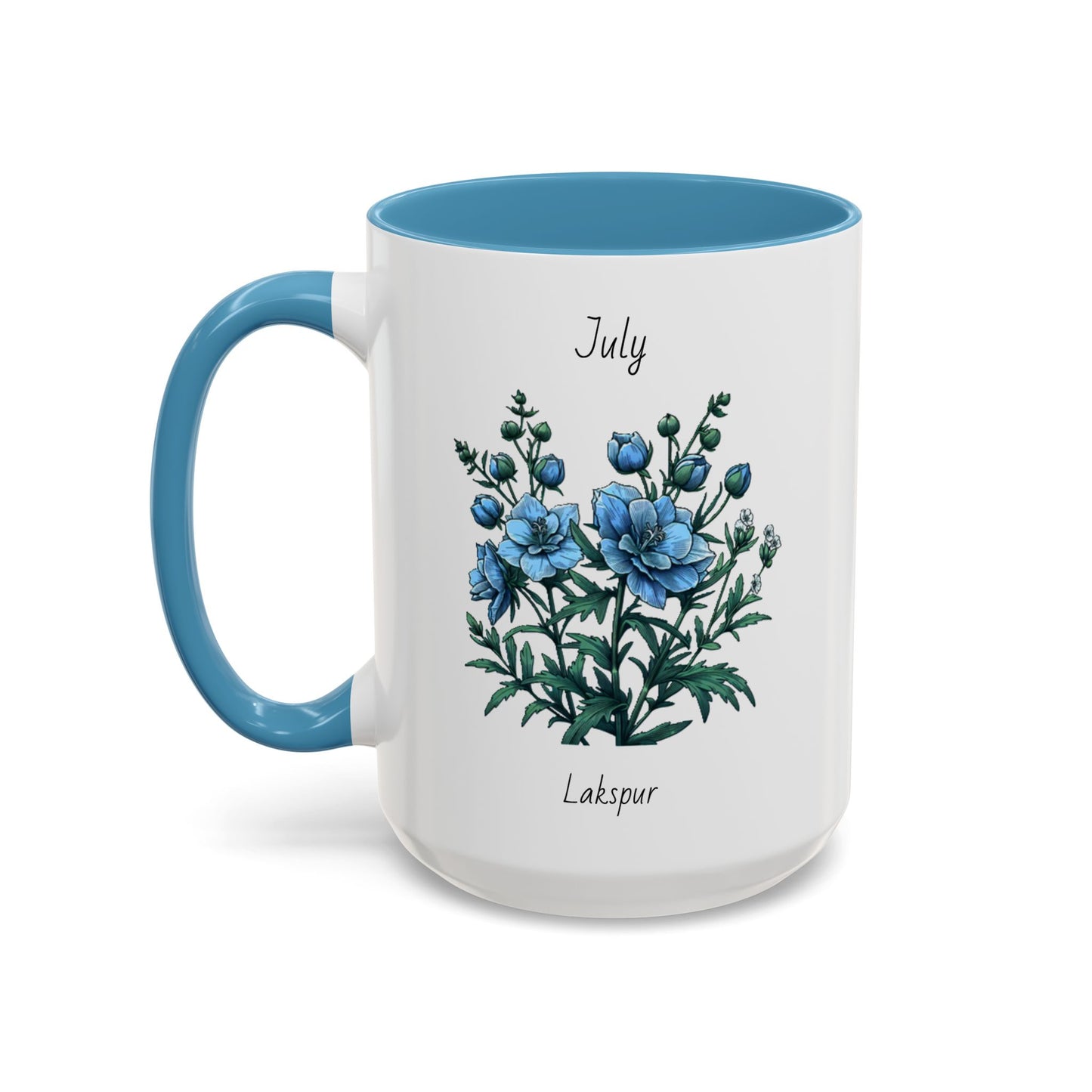 July Coffee Mug Flower Coffee Mug, July Birth Month Flower - Lakspur, Birthday Gift Flower