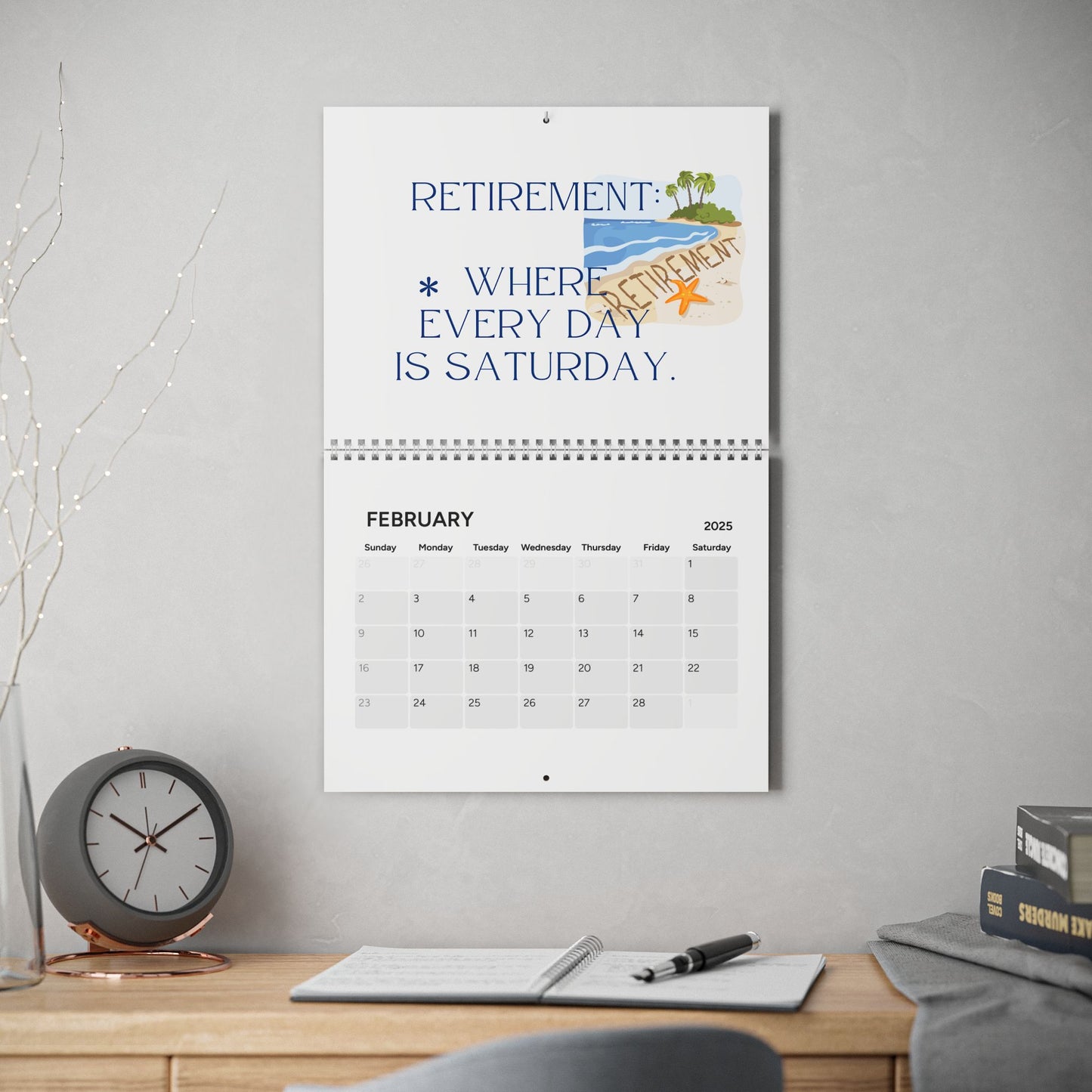 Retirement Calendar For Retiree, Funny 2025 Wall Calendar, Humorous Retirement Wall Calendar, Wall Decor, Retirement Gift