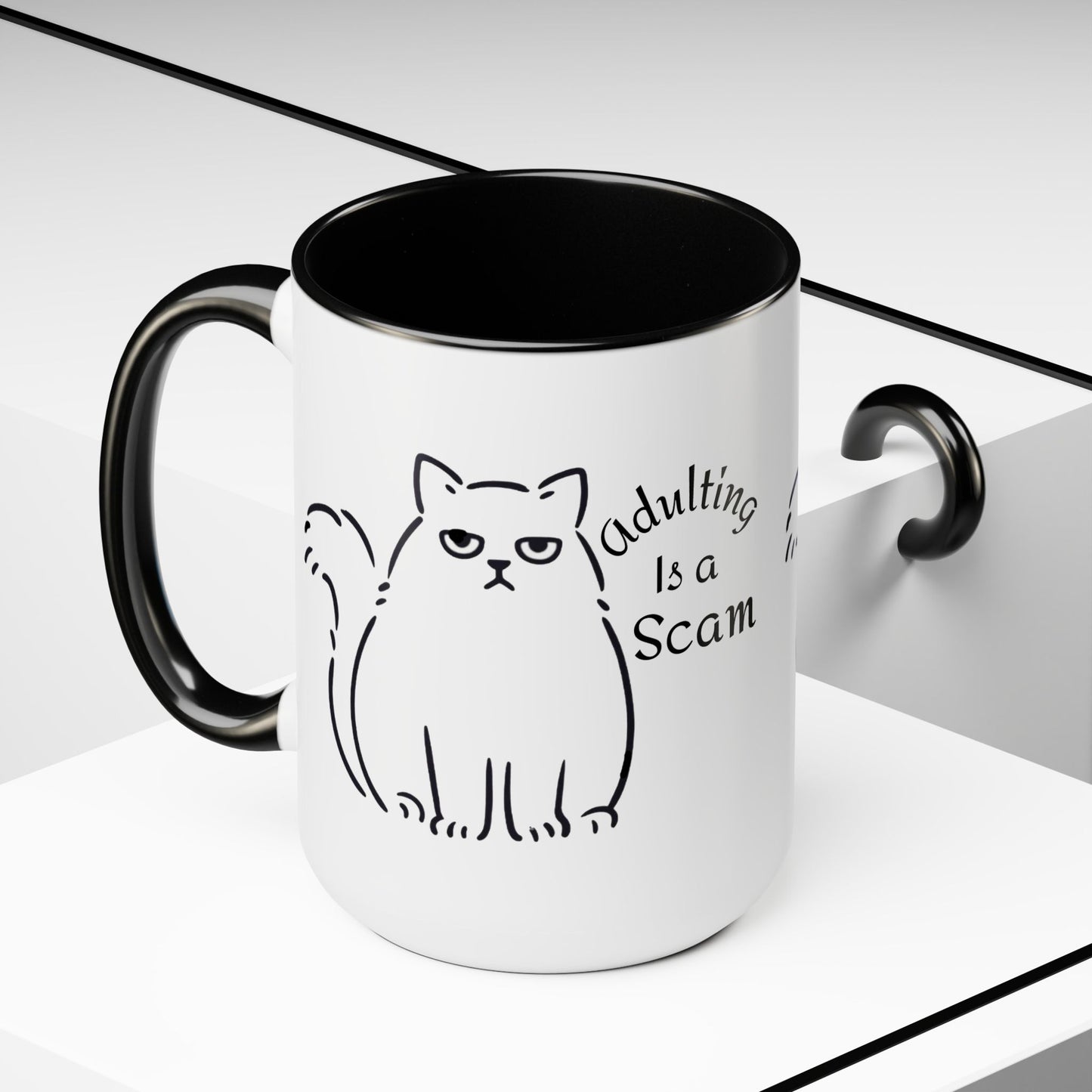 Grumpy Cat Mom Mug, Cat Mom Gift, Cat Mom Coffee Mug, Adulting is a Scam Cat Lover Gift