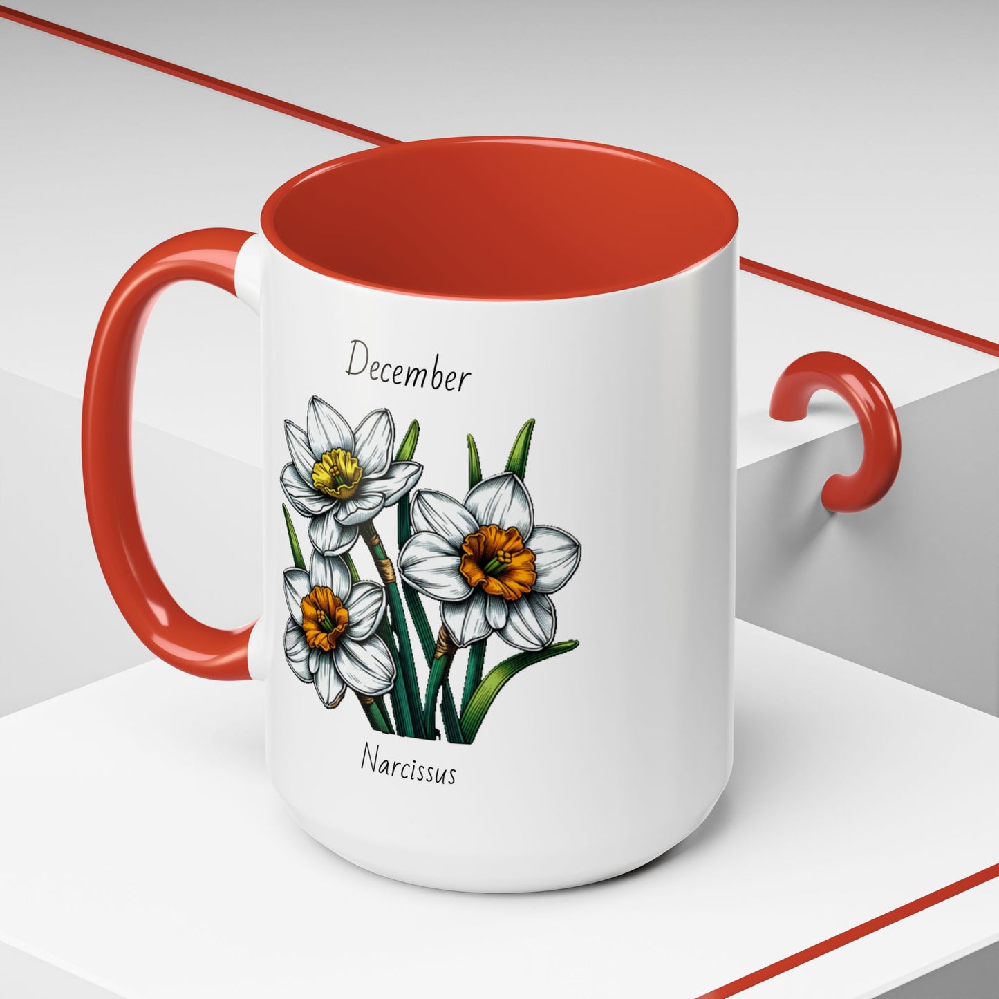 December Coffee Mug Flower Coffee Mug, December Birth Month Flower - Narcissus, December Birthday Gift Flower Mug