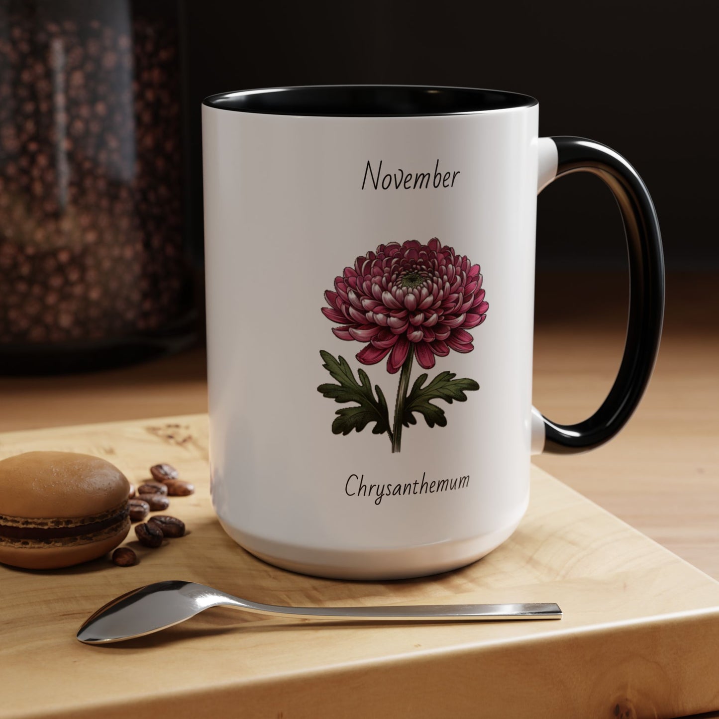 November Coffee Mug Flower Coffee Mug, November Birth Month Flower - Chrysanthemum, November Birthday Gift Flower Mug