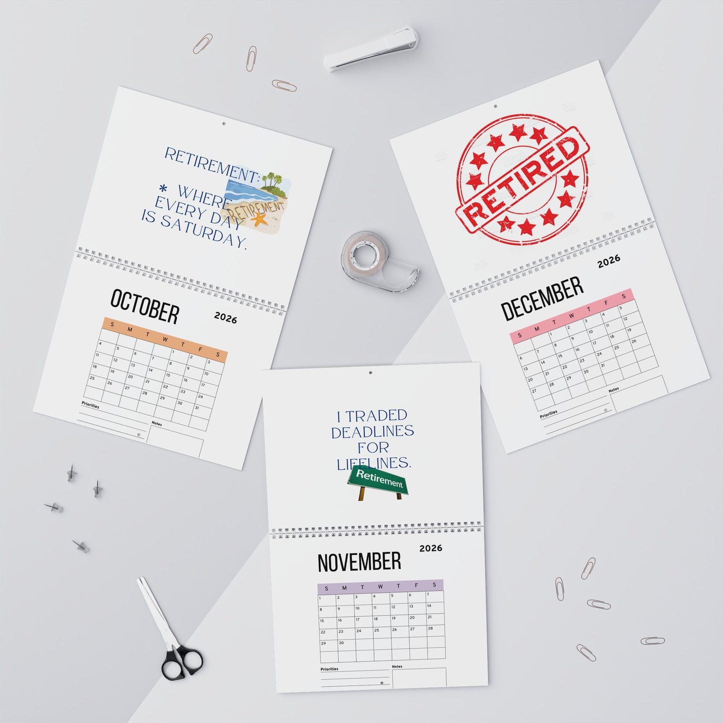 Retirement Calendar For Retiree Gift, 2026 Monthly Planner, Funny Retirement Wall Calendar, 2026 Monthly Calendar for Couples