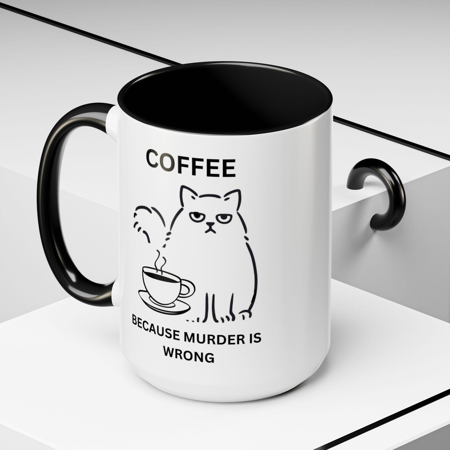 Funny Coffee Mug, Sarcastic Coffee Mug, Coffee vs Murder Mug, Coffee Lover Gift, Gift For Cat Lover, Cat Mom Gift, Sassy Cat Coffee Mug