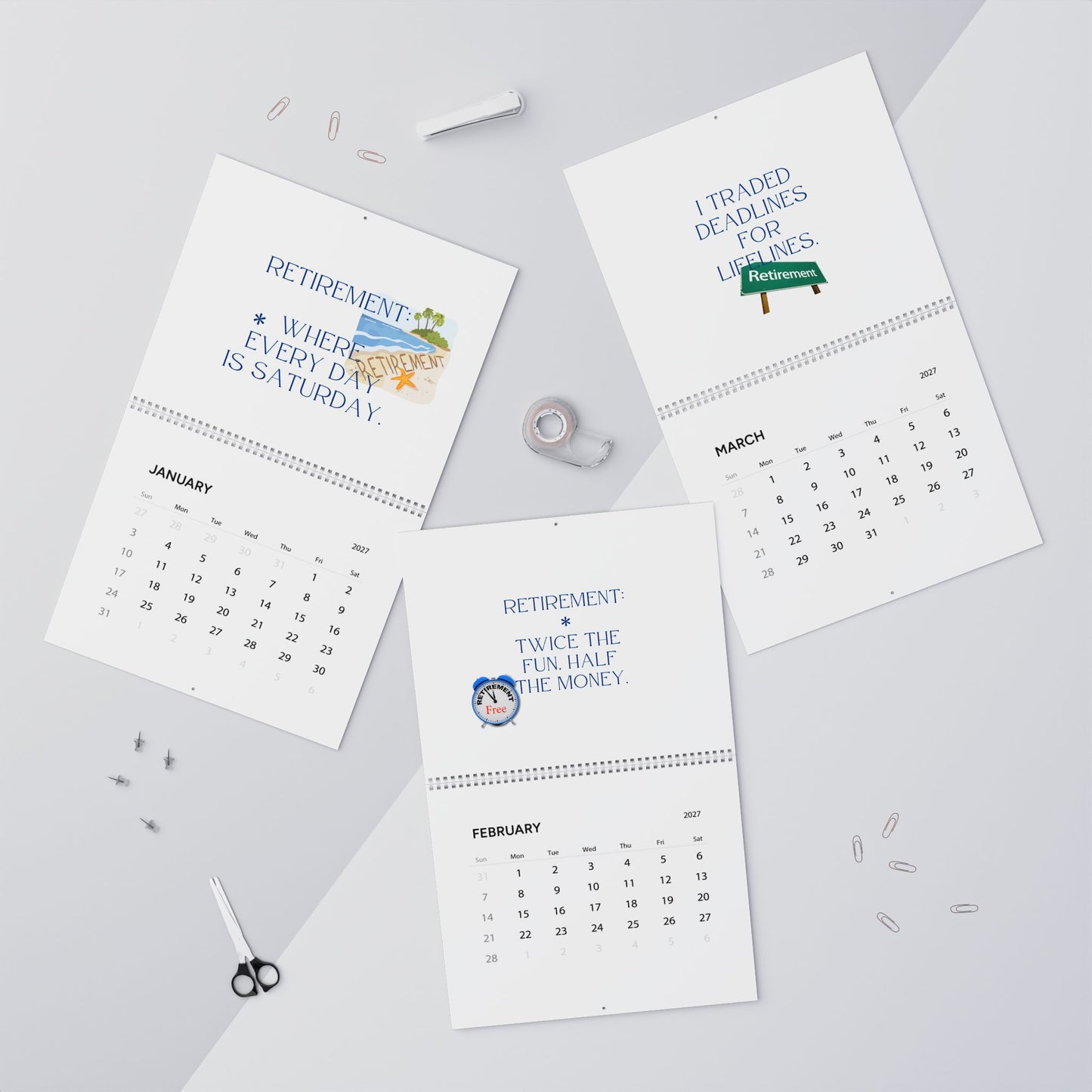 2027 Wall Calendar, Retirement Wall Calendar 2027, Monthly Planner, Retirement Gift For Couple, Retirement Party Gift