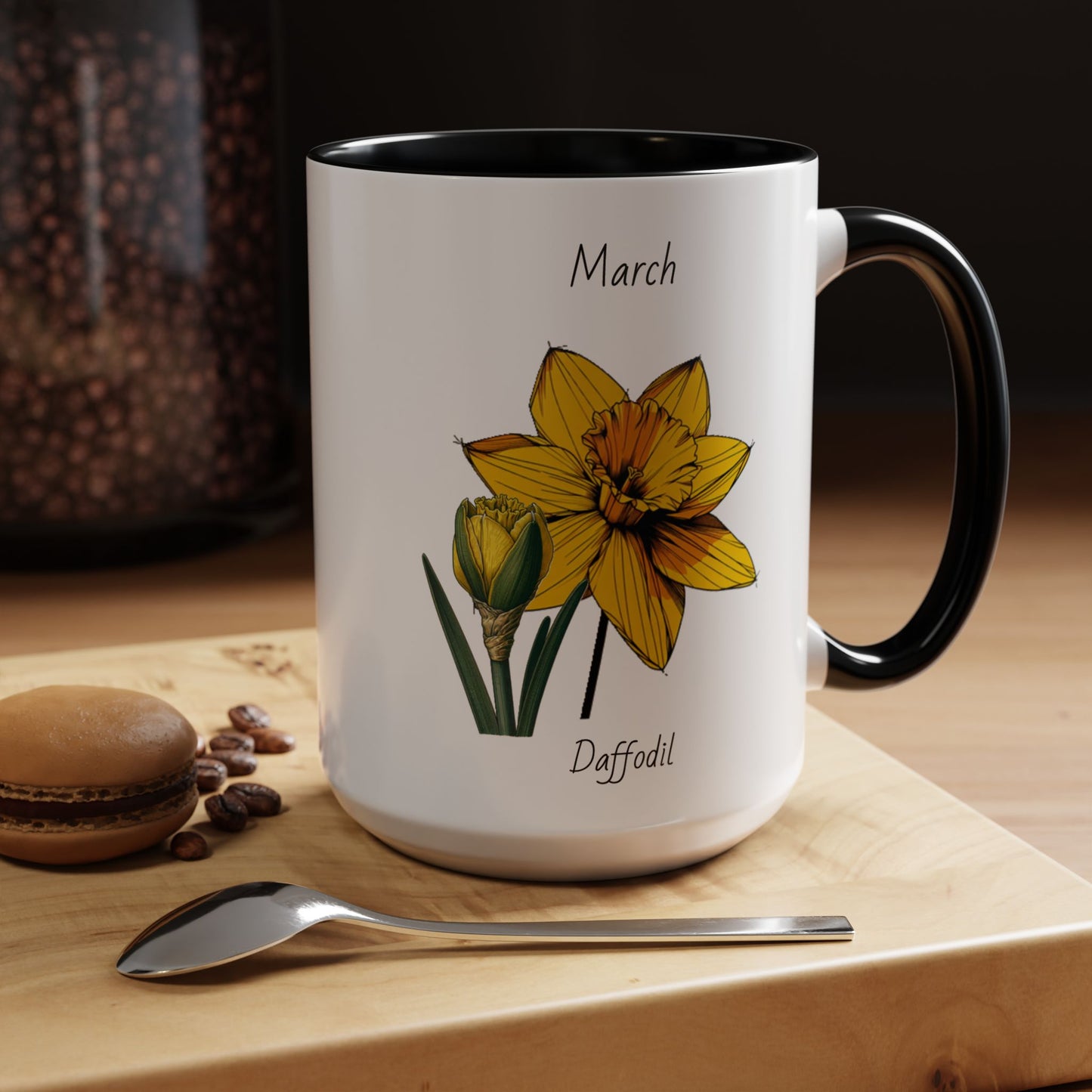 March Coffee Mug Flower Coffee Mug, March Birth Month Flower - Daffodil, Birthday Gift Flower, Girlfriend Gift