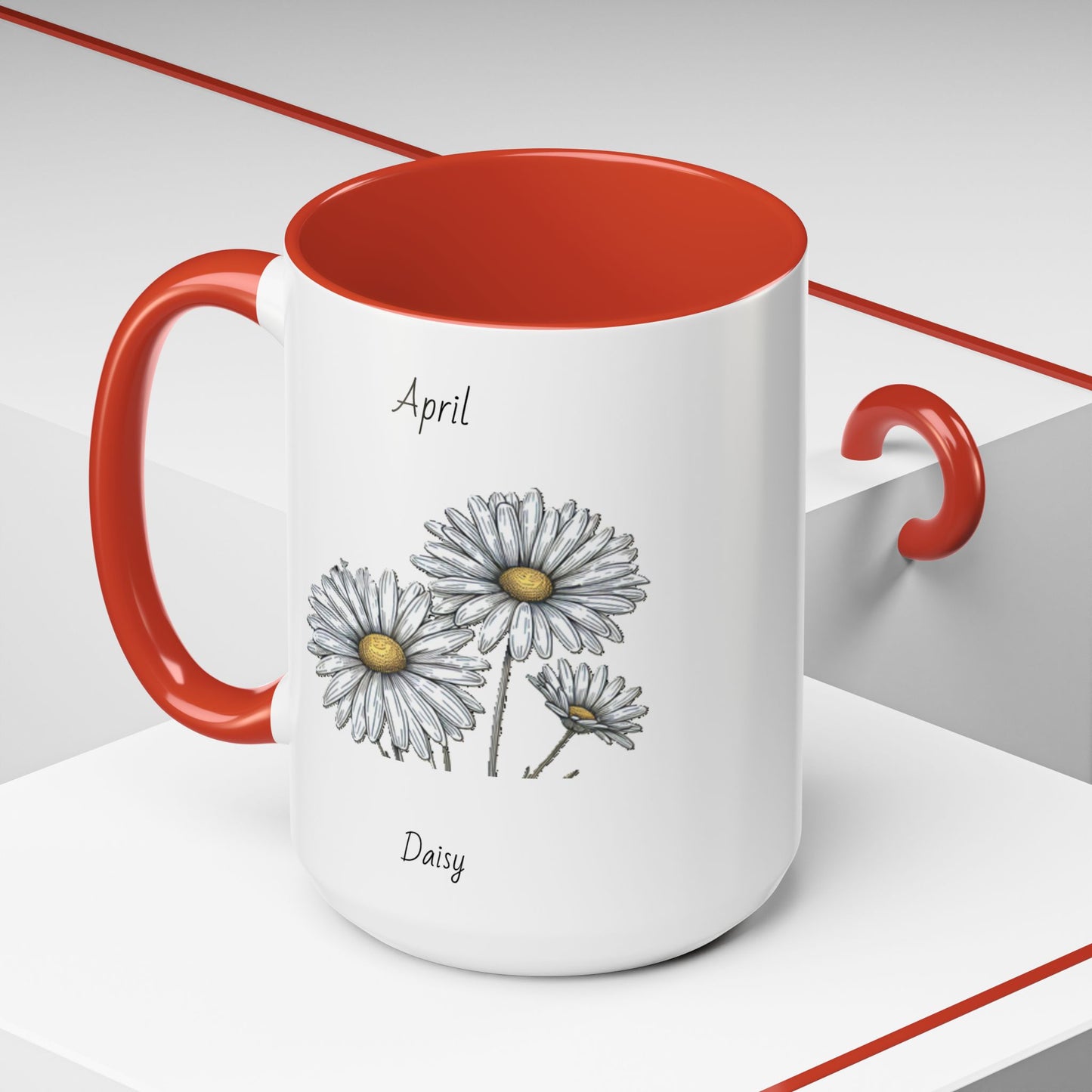 April Coffee Mug Flower Coffee Mug, April Birth Month Flower - Daisy, Birthday Gift Flower, Girlfriend Gift, Coffee Lover Gift