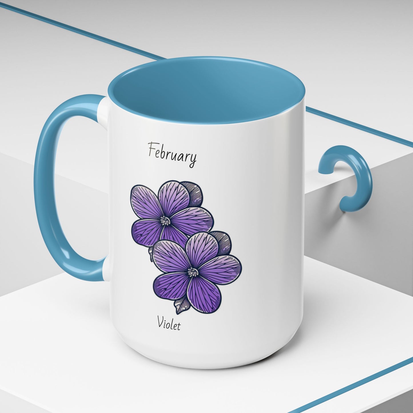 Coffee Mug Flower Coffee Mug, February Birth Month Flower - Violet, Birthday Gift Flower, Girlfriend Gift, Coffee Lover Gift