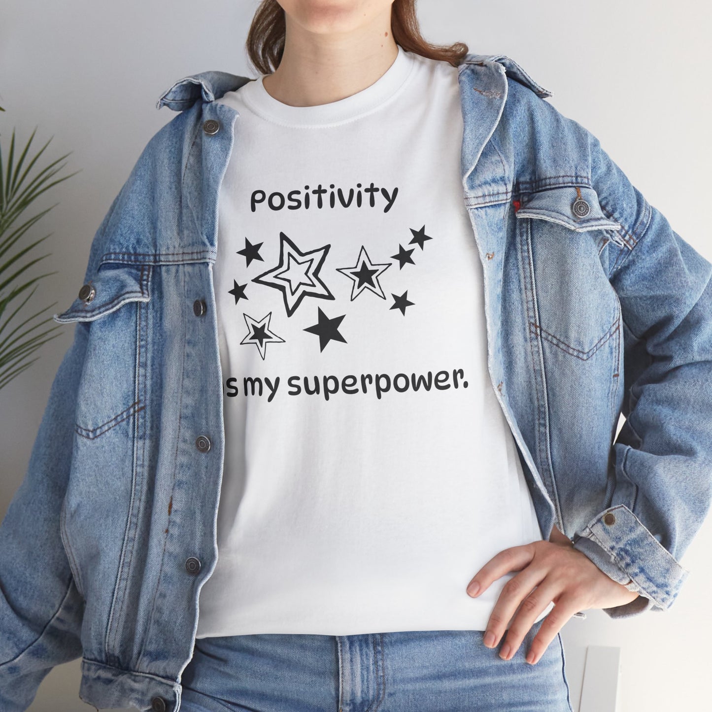 Yoga T Shirt, Inspirational T Shirt, Positivity is my Superpower Unisex Heavy Cotton Tee, Adult T Shirt For Woman, Yoga Shirt