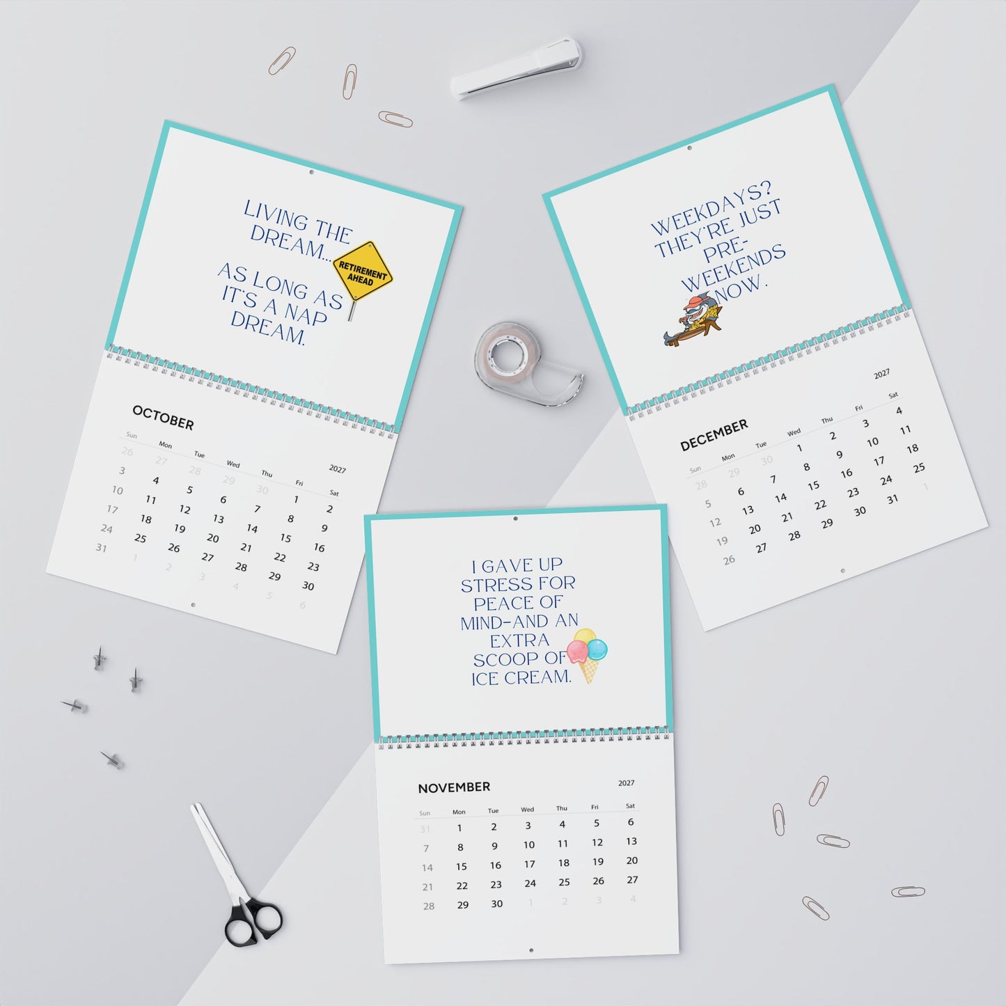 2027 Wall Calendar, Retirement Wall Calendar 2027, Monthly Planner, Retirement Gift For Woman, Retirement Party Gift