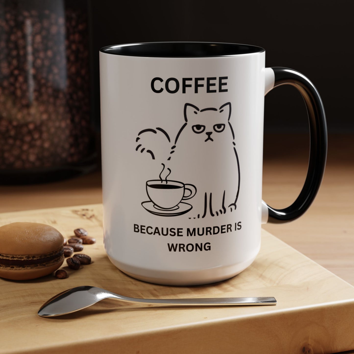 Funny Coffee Mug, Sarcastic Coffee Mug, Coffee vs Murder Mug, Coffee Lover Gift, Gift For Cat Lover, Cat Mom Gift, Sassy Cat Coffee Mug