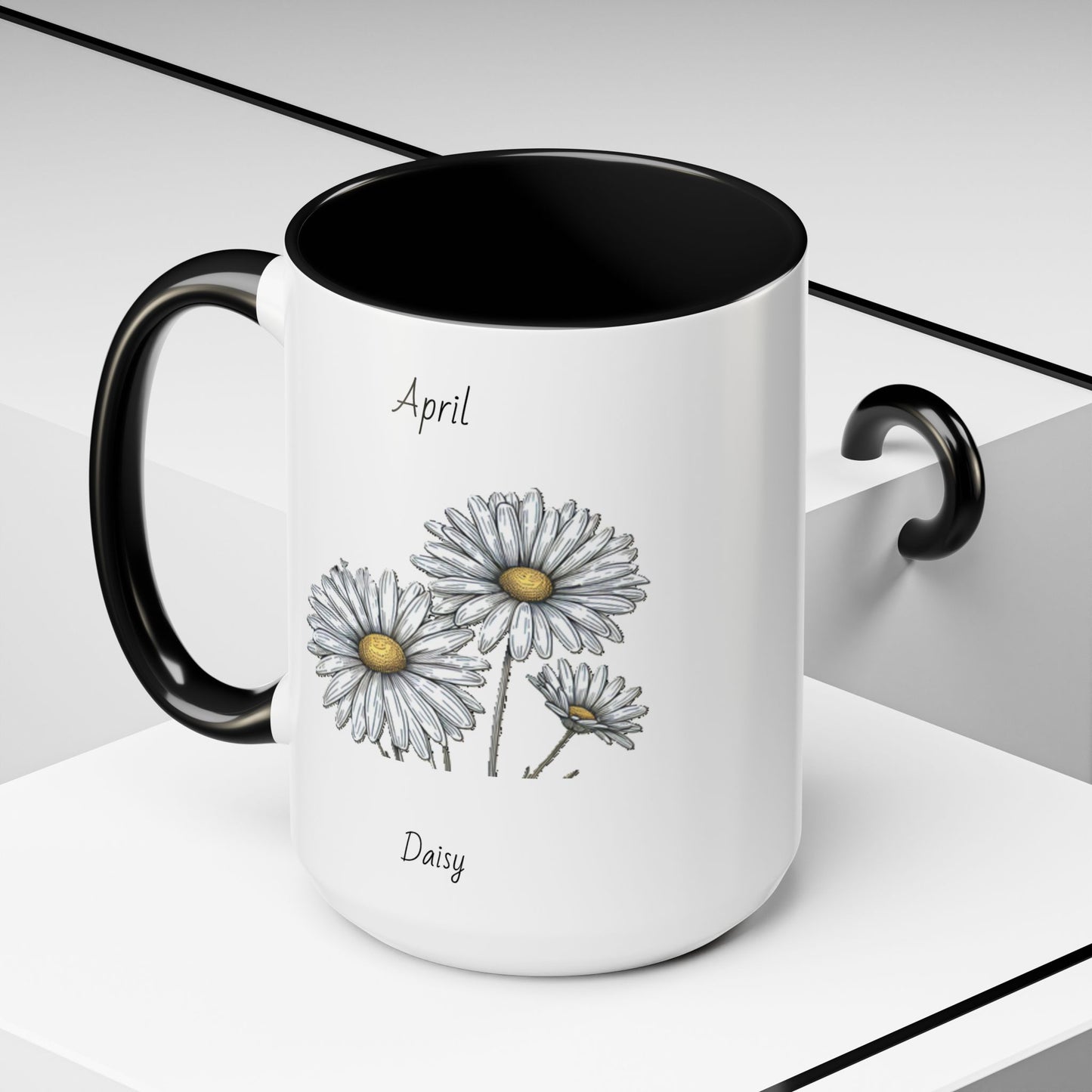 April Coffee Mug Flower Coffee Mug, April Birth Month Flower - Daisy, Birthday Gift Flower, Girlfriend Gift, Coffee Lover Gift