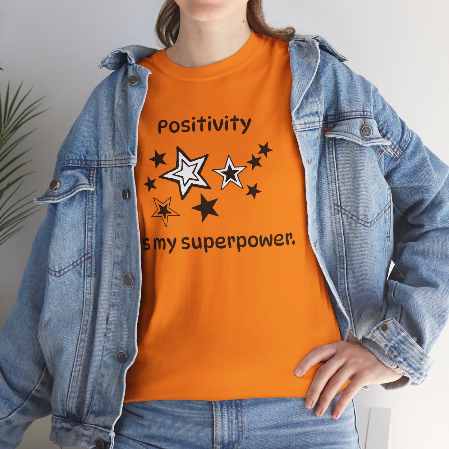 Yoga T Shirt, Inspirational T Shirt, Positivity is my Superpower Unisex Heavy Cotton Tee, Adult T Shirt For Woman, Yoga Shirt