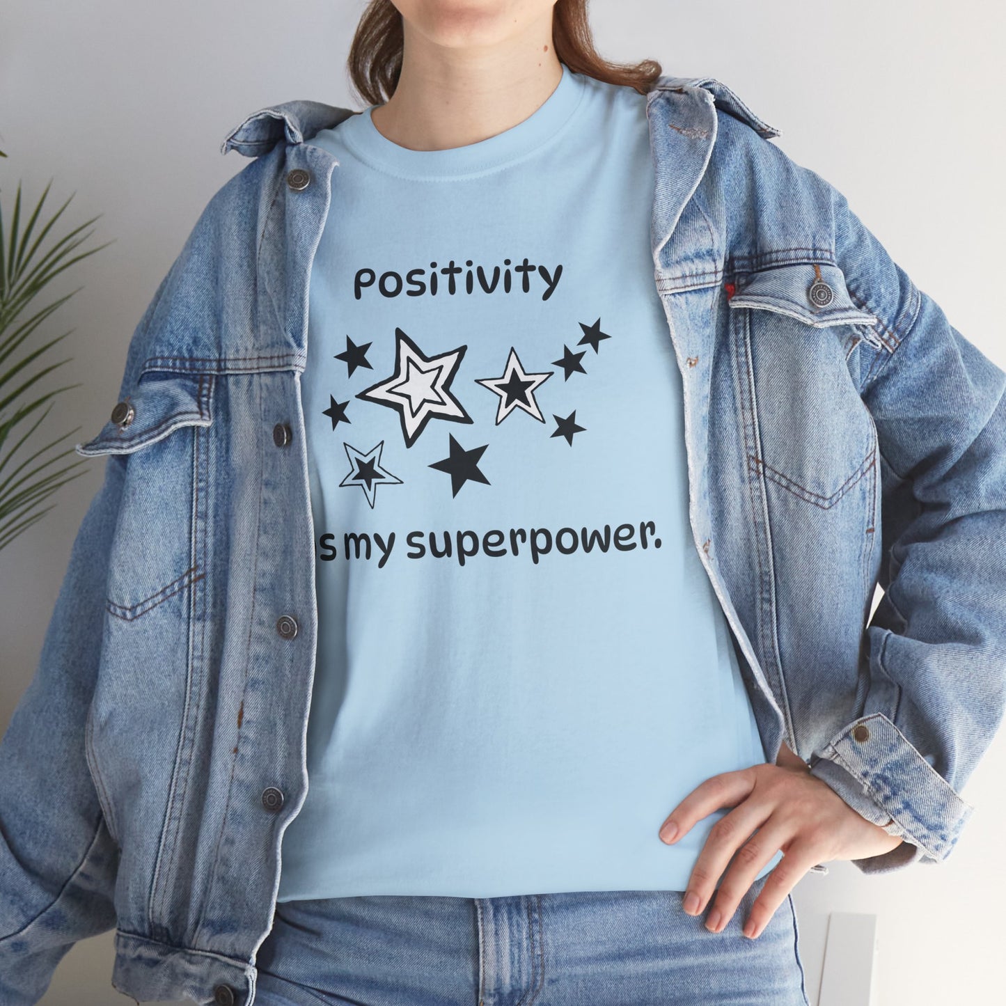 Yoga T Shirt, Inspirational T Shirt, Positivity is my Superpower Unisex Heavy Cotton Tee, Adult T Shirt For Woman, Yoga Shirt