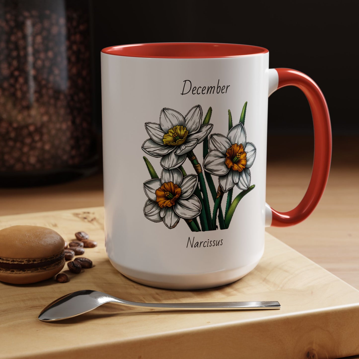 December Coffee Mug Flower Coffee Mug, December Birth Month Flower - Narcissus, December Birthday Gift Flower Mug