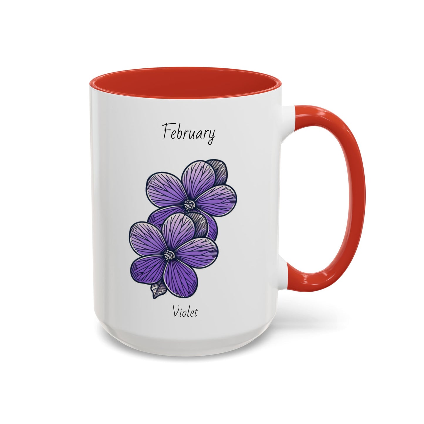 Coffee Mug Flower Coffee Mug, February Birth Month Flower - Violet, Birthday Gift Flower, Girlfriend Gift, Coffee Lover Gift