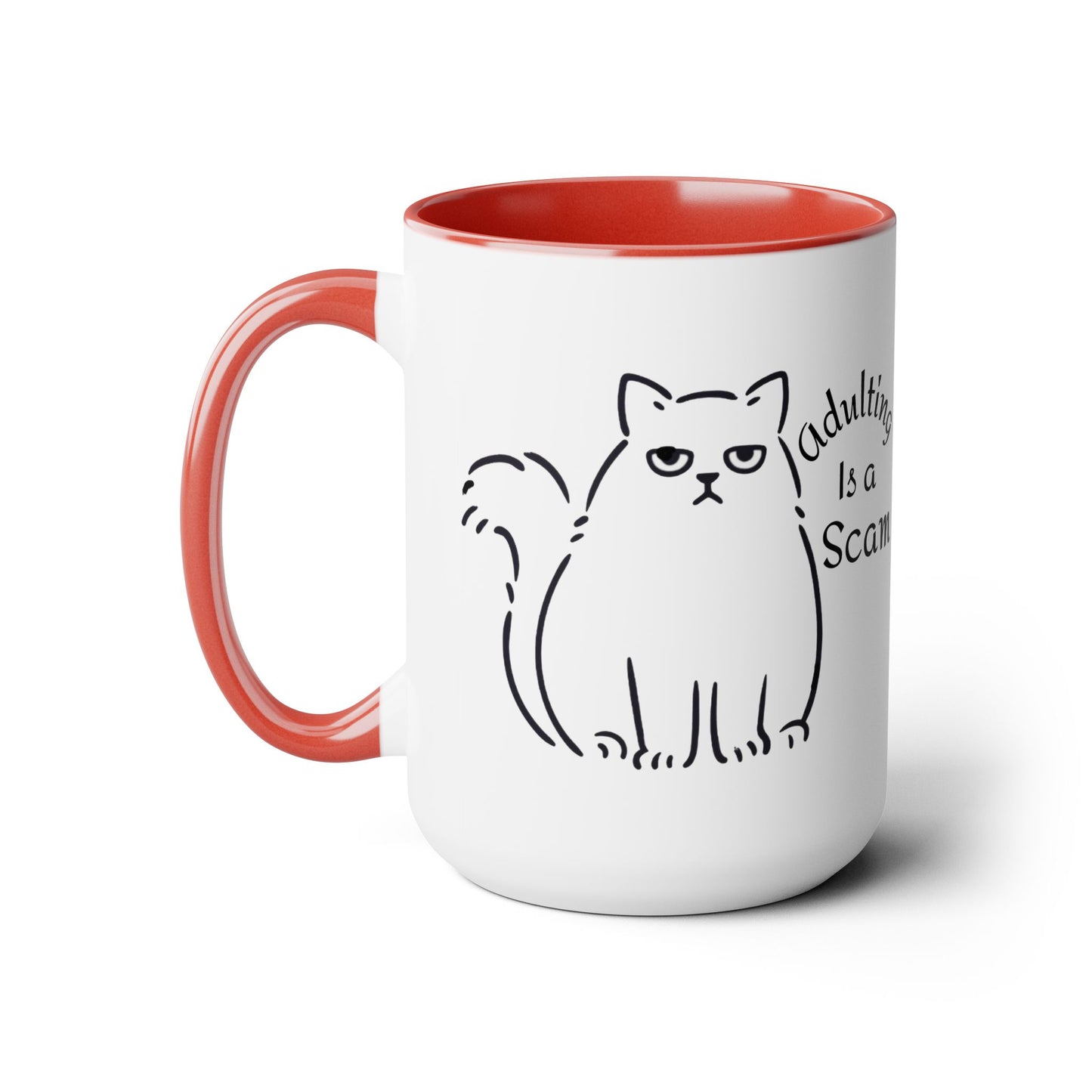 Grumpy Cat Mom Mug, Cat Mom Gift, Cat Mom Coffee Mug, Adulting is a Scam Cat Lover Gift