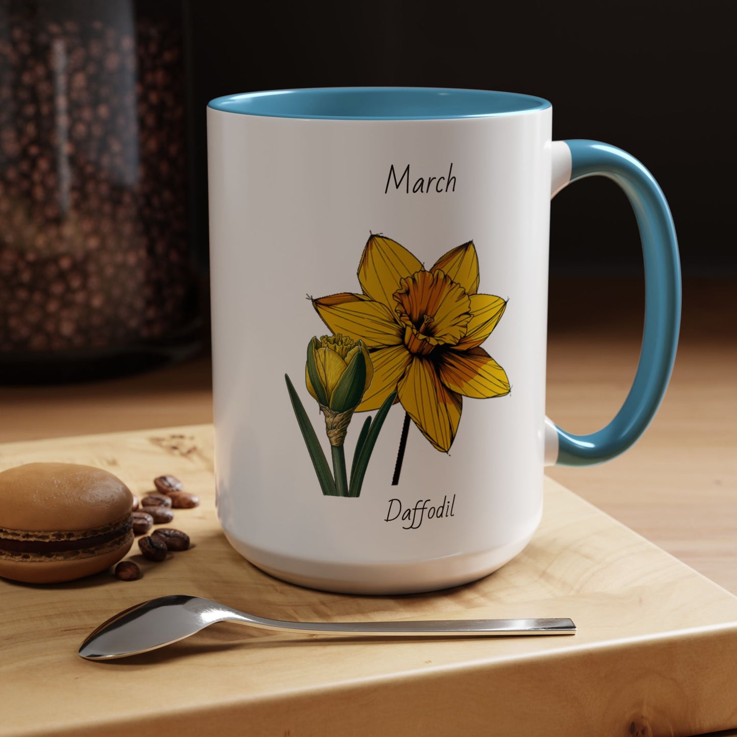 March Coffee Mug Flower Coffee Mug, March Birth Month Flower - Daffodil, Birthday Gift Flower, Girlfriend Gift