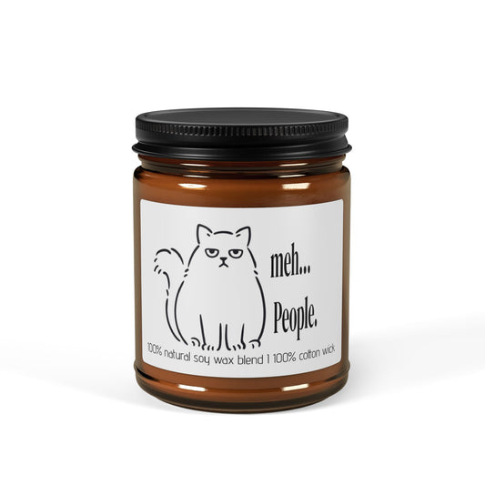 Scented Soy Candle, 100% Natural Soy Candle, Sarcastic Meh...People, Amber Jar Candle, Sarcastic Scented Candle, Gift For Introverts