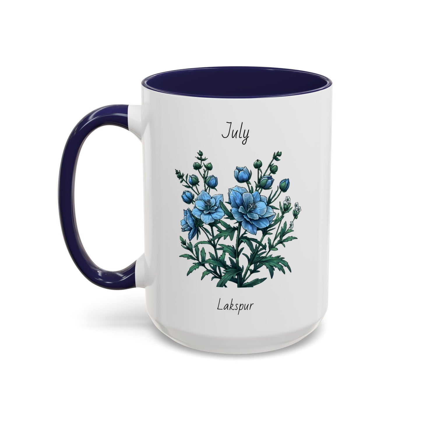 July Coffee Mug Flower Coffee Mug, July Birth Month Flower - Lakspur, Birthday Gift Flower