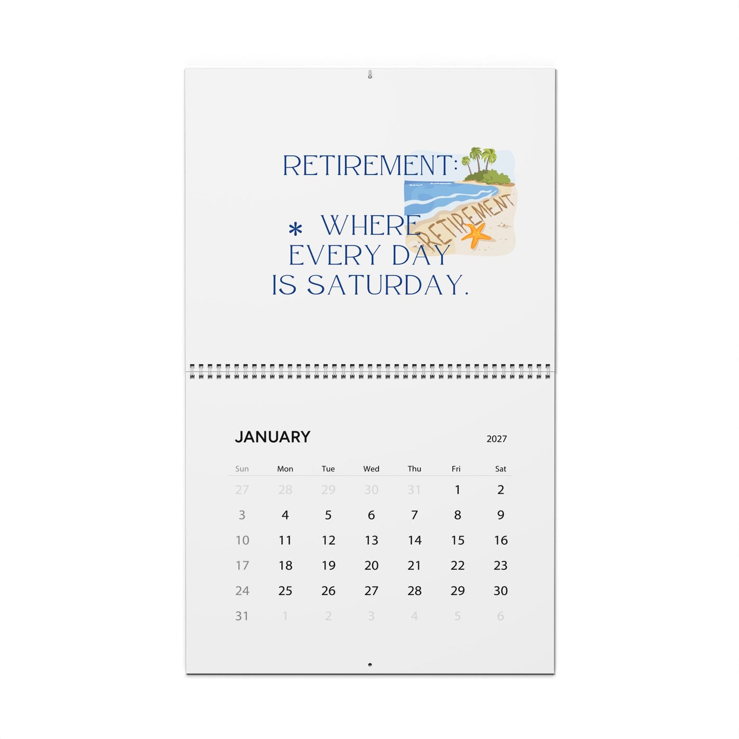 2027 Wall Calendar, Retirement Wall Calendar 2027, Monthly Planner, Retirement Gift For Him, Retirement Party Gift