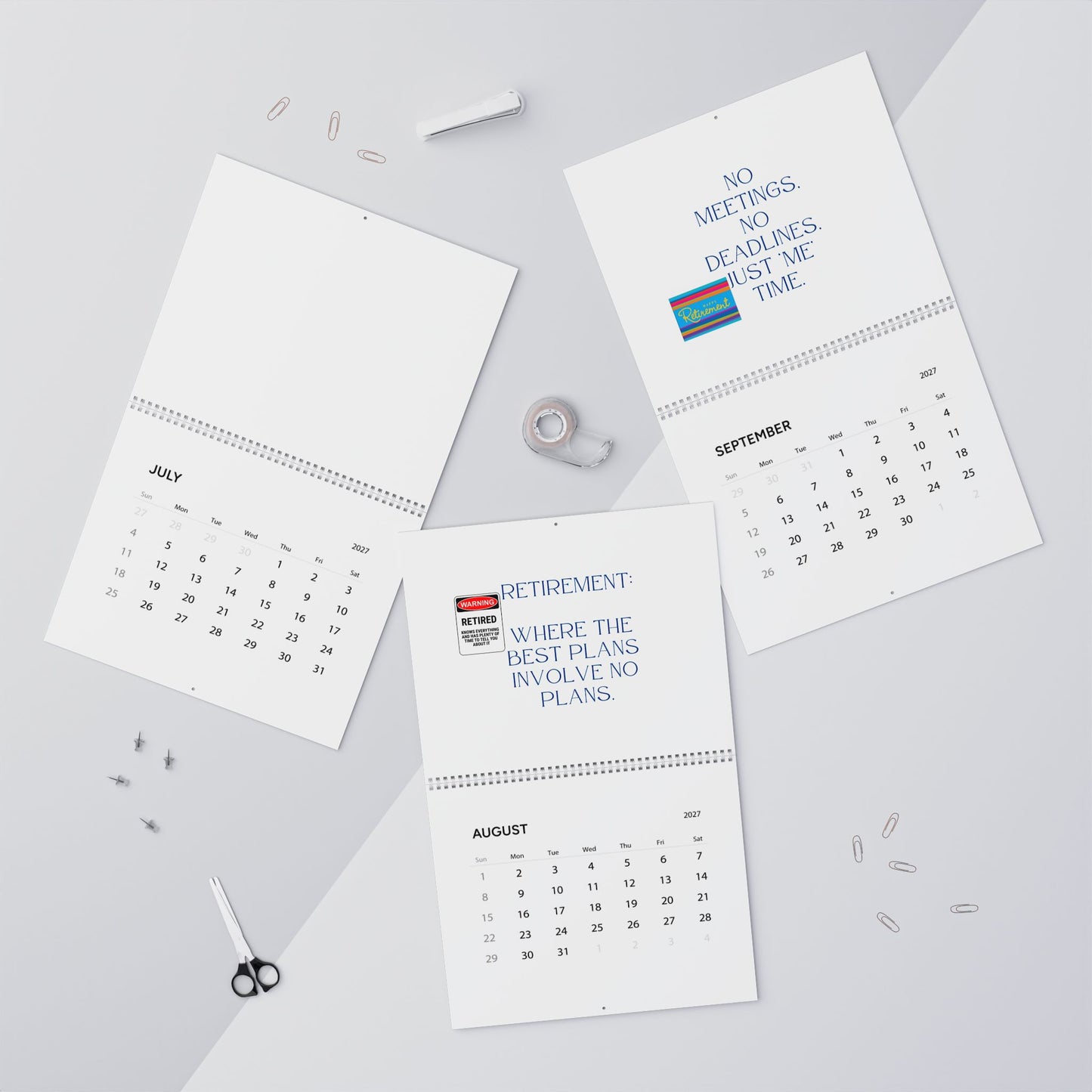 2027 Wall Calendar, Retirement Wall Calendar 2027, Monthly Planner, Retirement Gift For Him, Retirement Party Gift