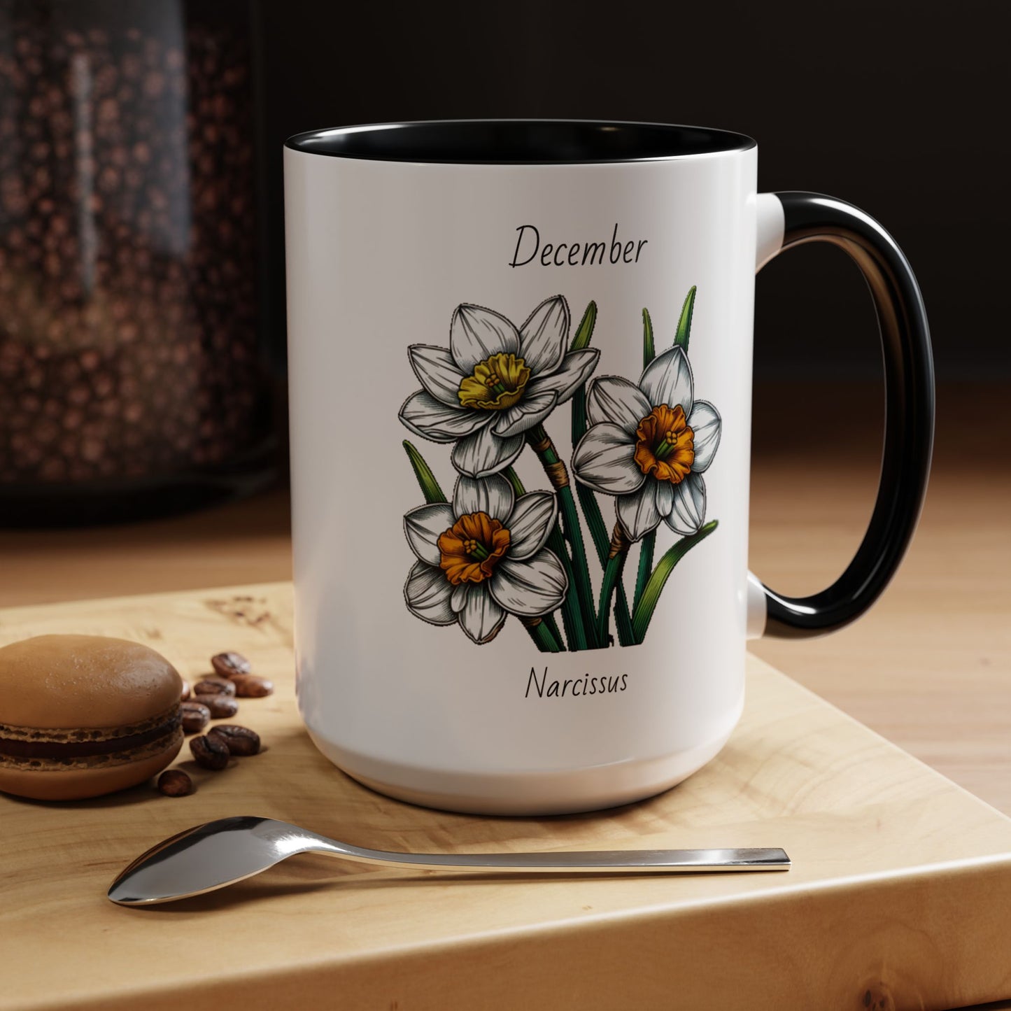 December Coffee Mug Flower Coffee Mug, December Birth Month Flower - Narcissus, December Birthday Gift Flower Mug