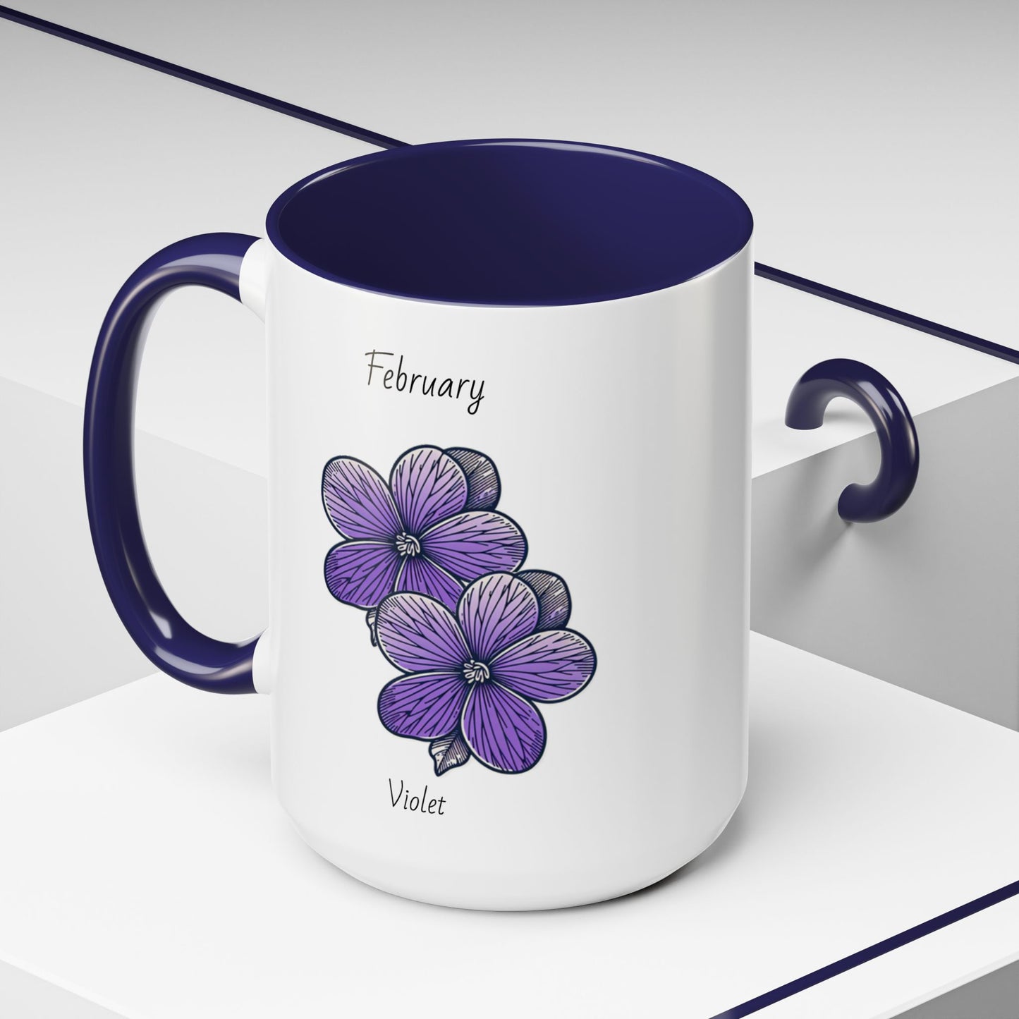 Coffee Mug Flower Coffee Mug, February Birth Month Flower - Violet, Birthday Gift Flower, Girlfriend Gift, Coffee Lover Gift