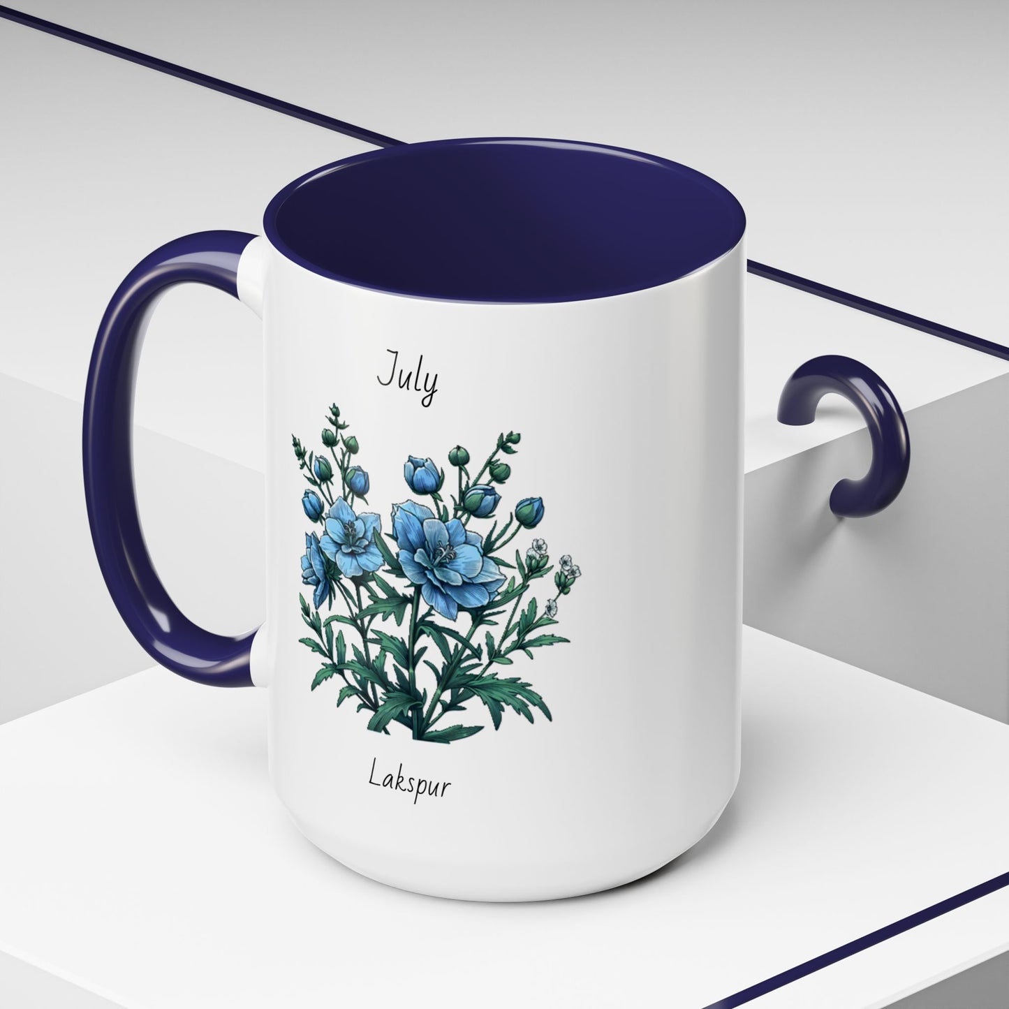 July Coffee Mug Flower Coffee Mug, July Birth Month Flower - Lakspur, Birthday Gift Flower