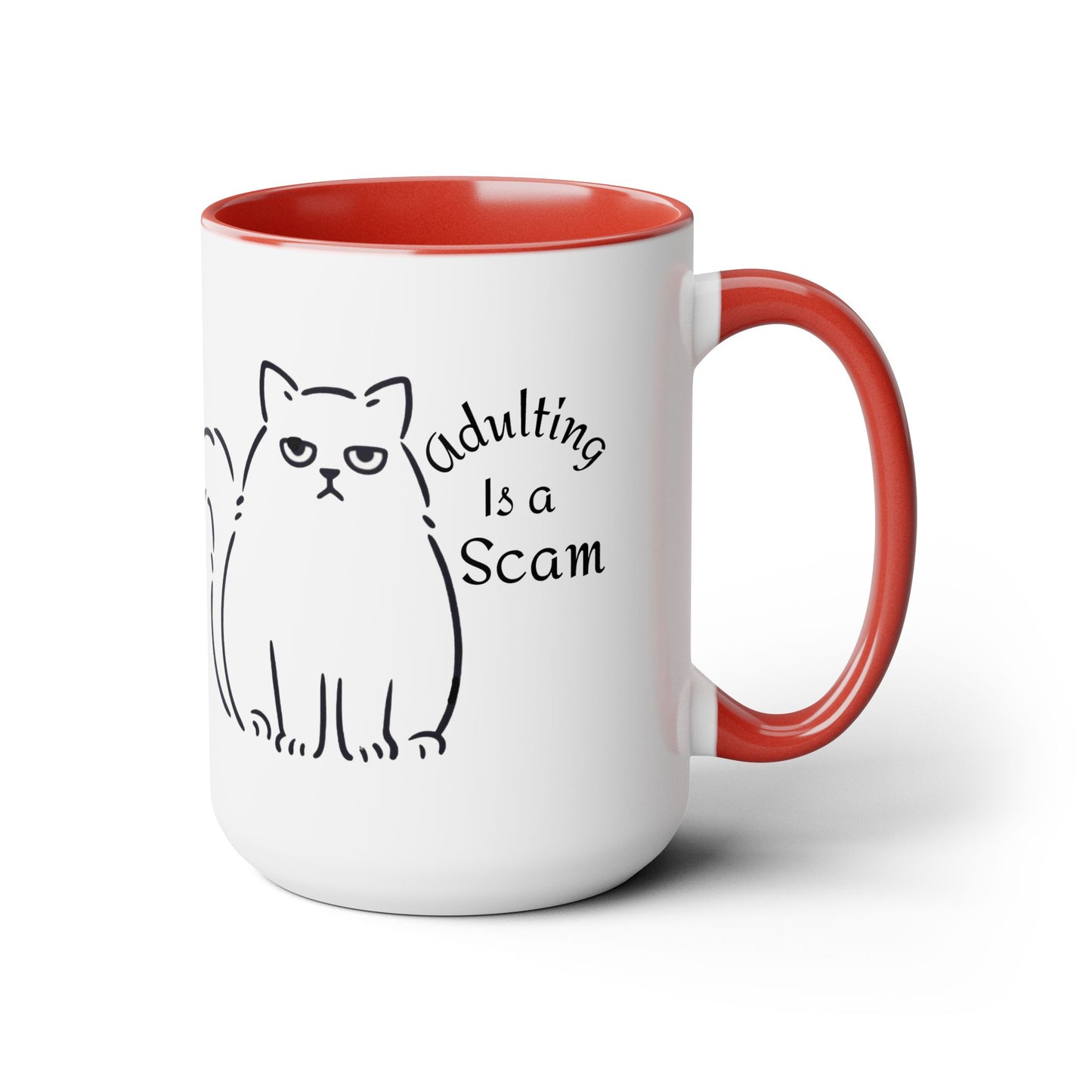 Grumpy Cat Mom Mug, Cat Mom Gift, Cat Mom Coffee Mug, Adulting is a Scam Cat Lover Gift