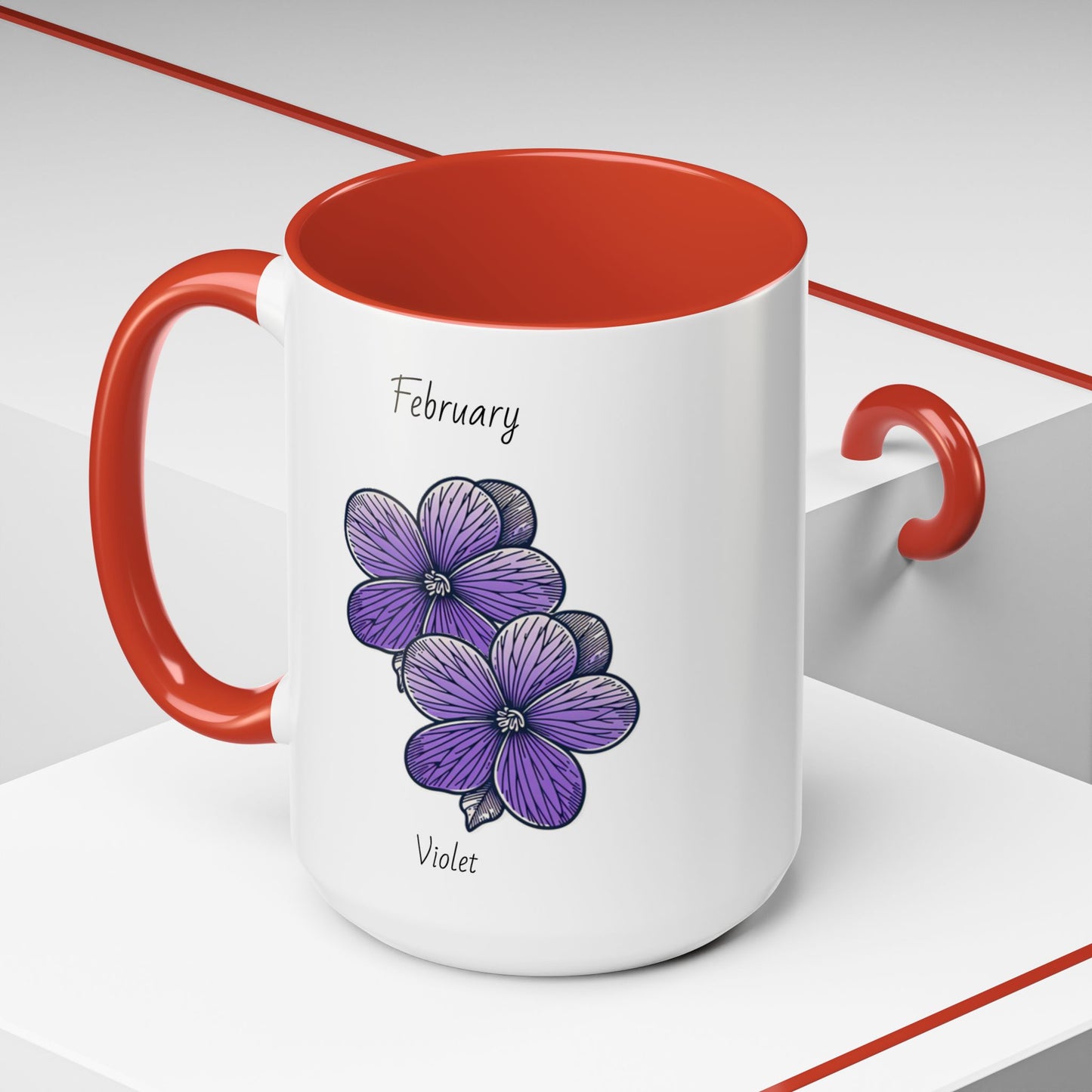 Coffee Mug Flower Coffee Mug, February Birth Month Flower - Violet, Birthday Gift Flower, Girlfriend Gift, Coffee Lover Gift