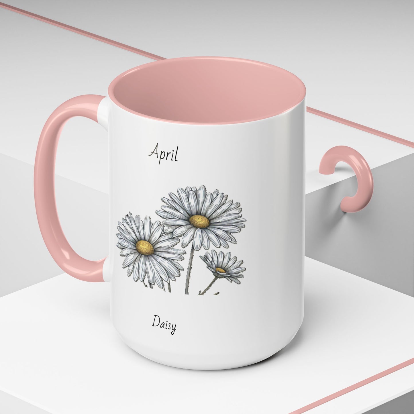 April Coffee Mug Flower Coffee Mug, April Birth Month Flower - Daisy, Birthday Gift Flower, Girlfriend Gift, Coffee Lover Gift