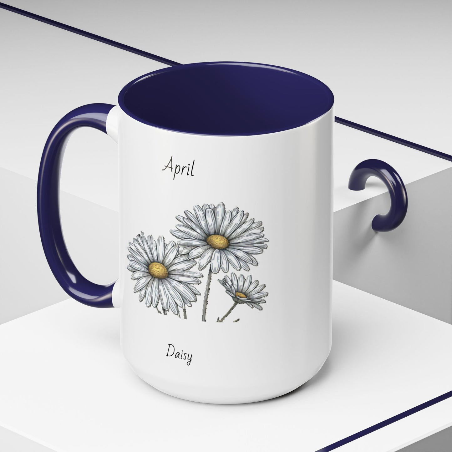 April Coffee Mug Flower Coffee Mug, April Birth Month Flower - Daisy, Birthday Gift Flower, Girlfriend Gift, Coffee Lover Gift