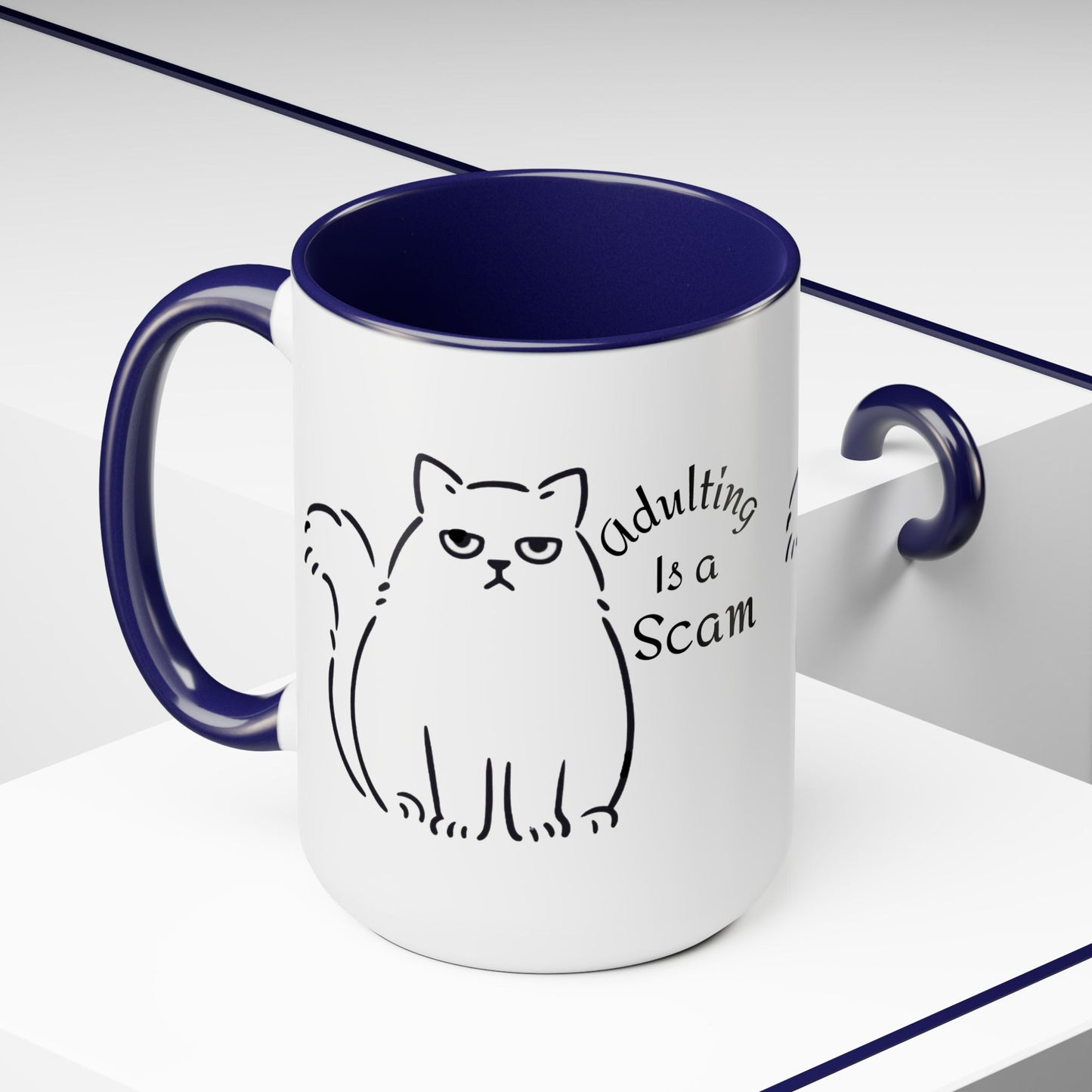 Grumpy Cat Mom Mug, Cat Mom Gift, Cat Mom Coffee Mug, Adulting is a Scam Cat Lover Gift