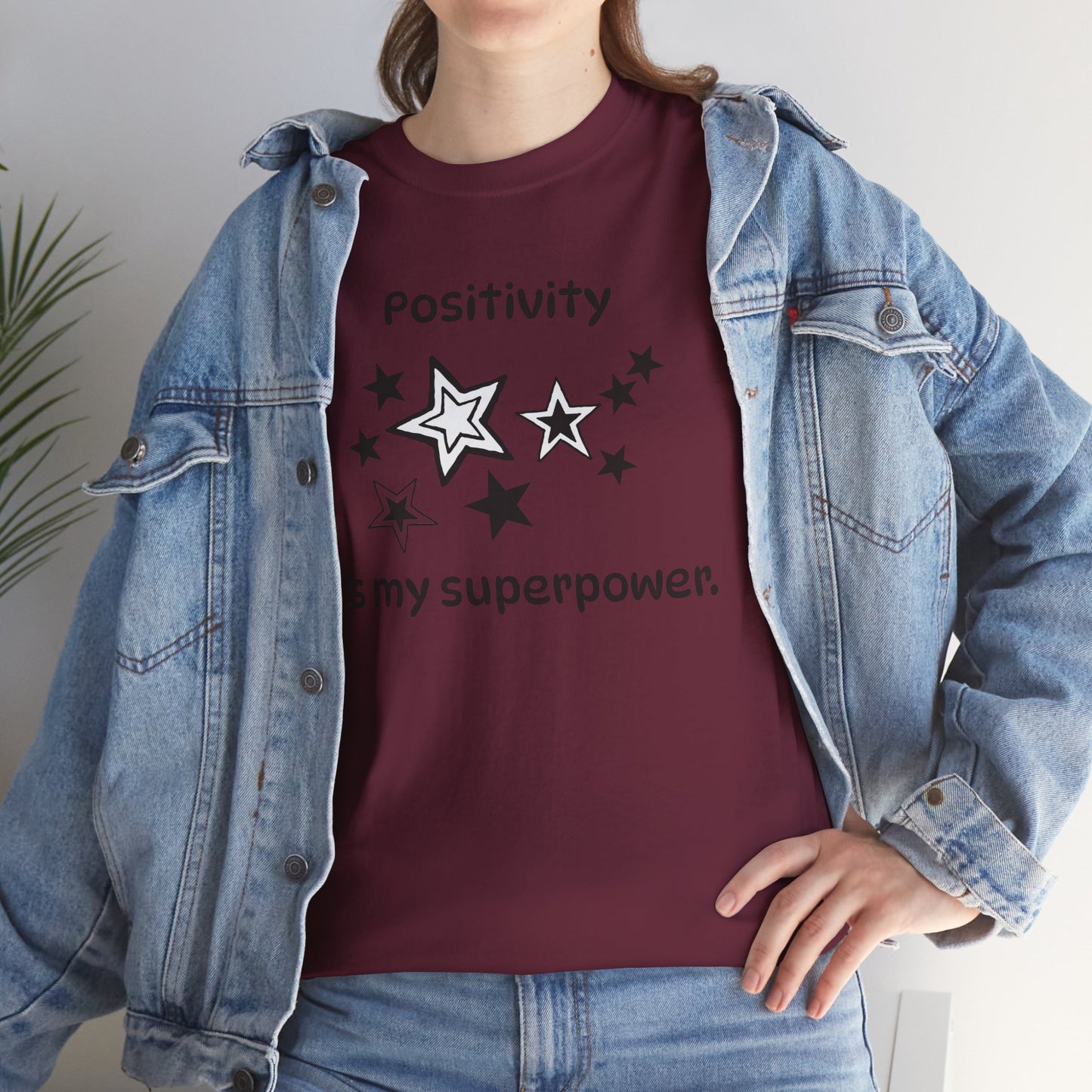 Yoga T Shirt, Inspirational T Shirt, Positivity is my Superpower Unisex Heavy Cotton Tee, Adult T Shirt For Woman, Yoga Shirt